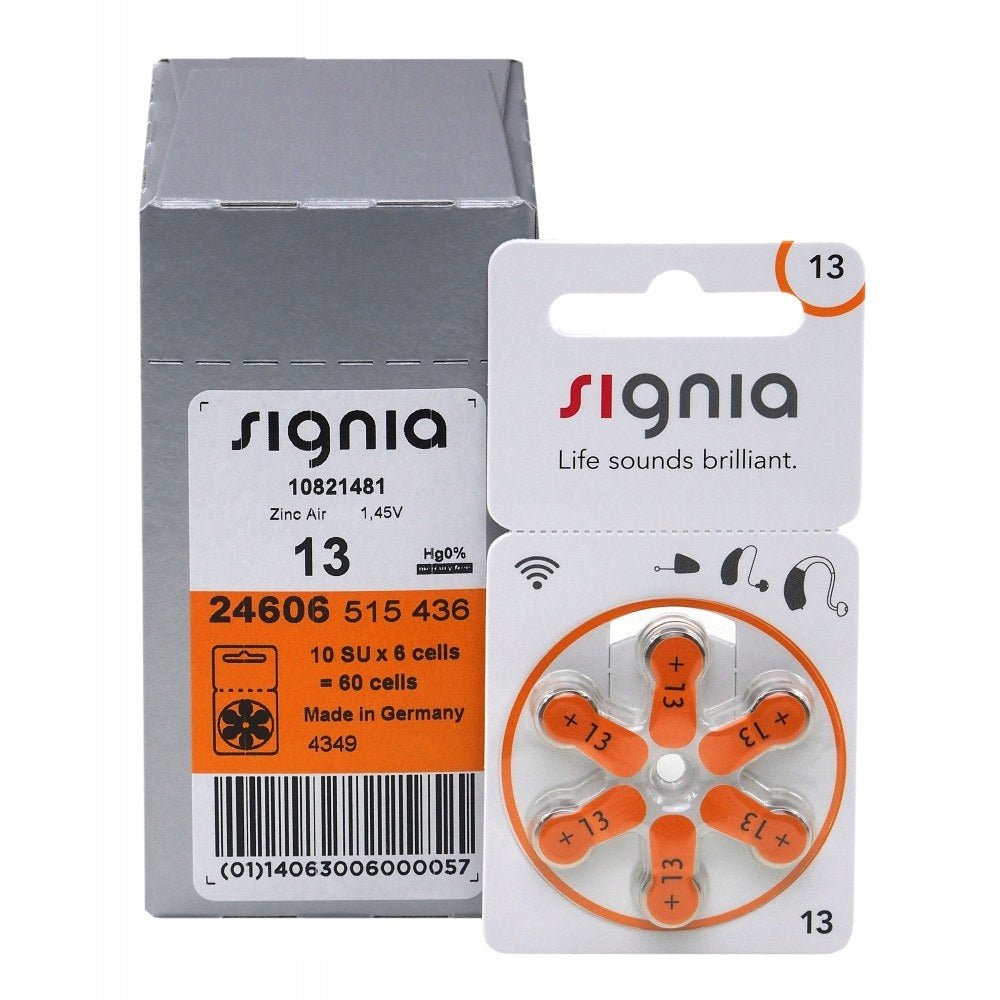 Signia 13 PR48 Hearing Aid Batteries - 60 Pieces