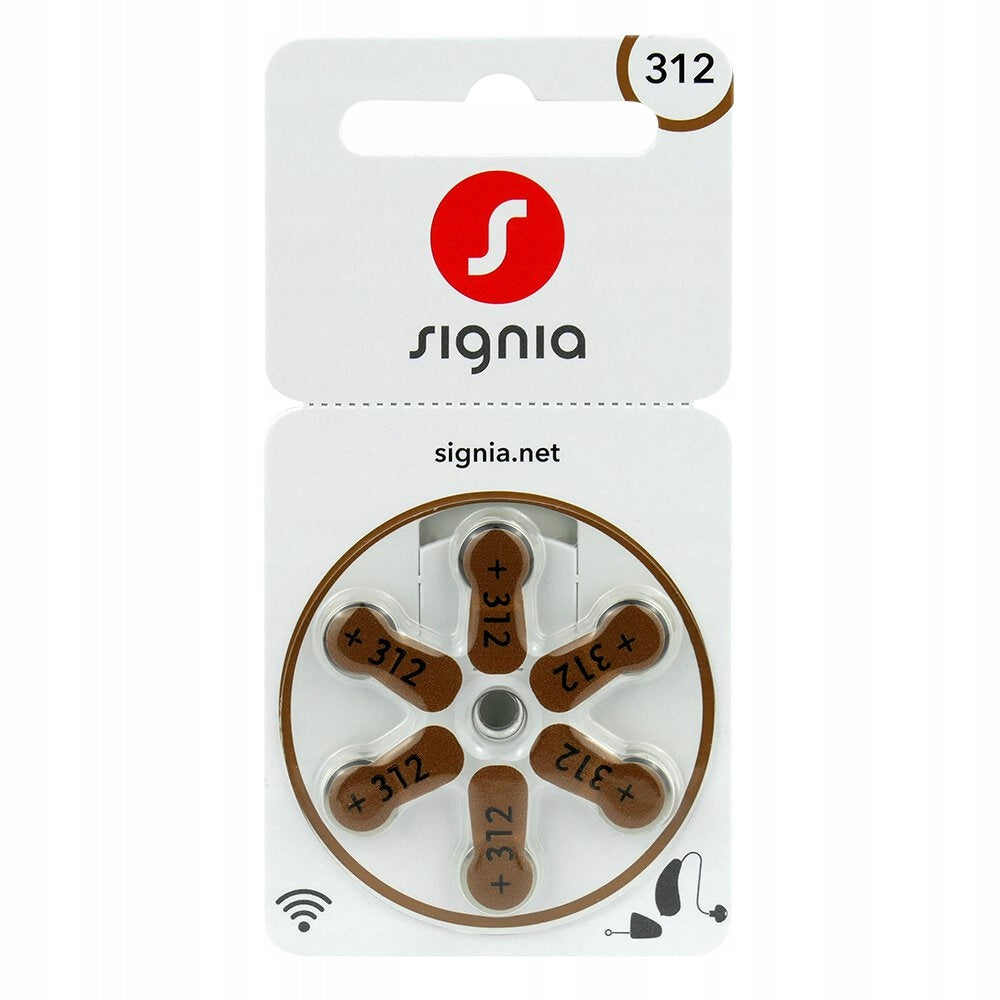 Signia 312 PR41 Hearing Aid Batteries - 6 Pieces