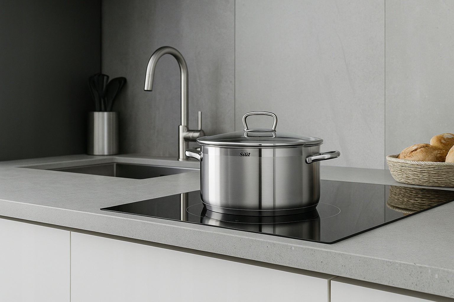 Silit Pot set Tuscany 9 el. induction stainless steel lid Brand Silit