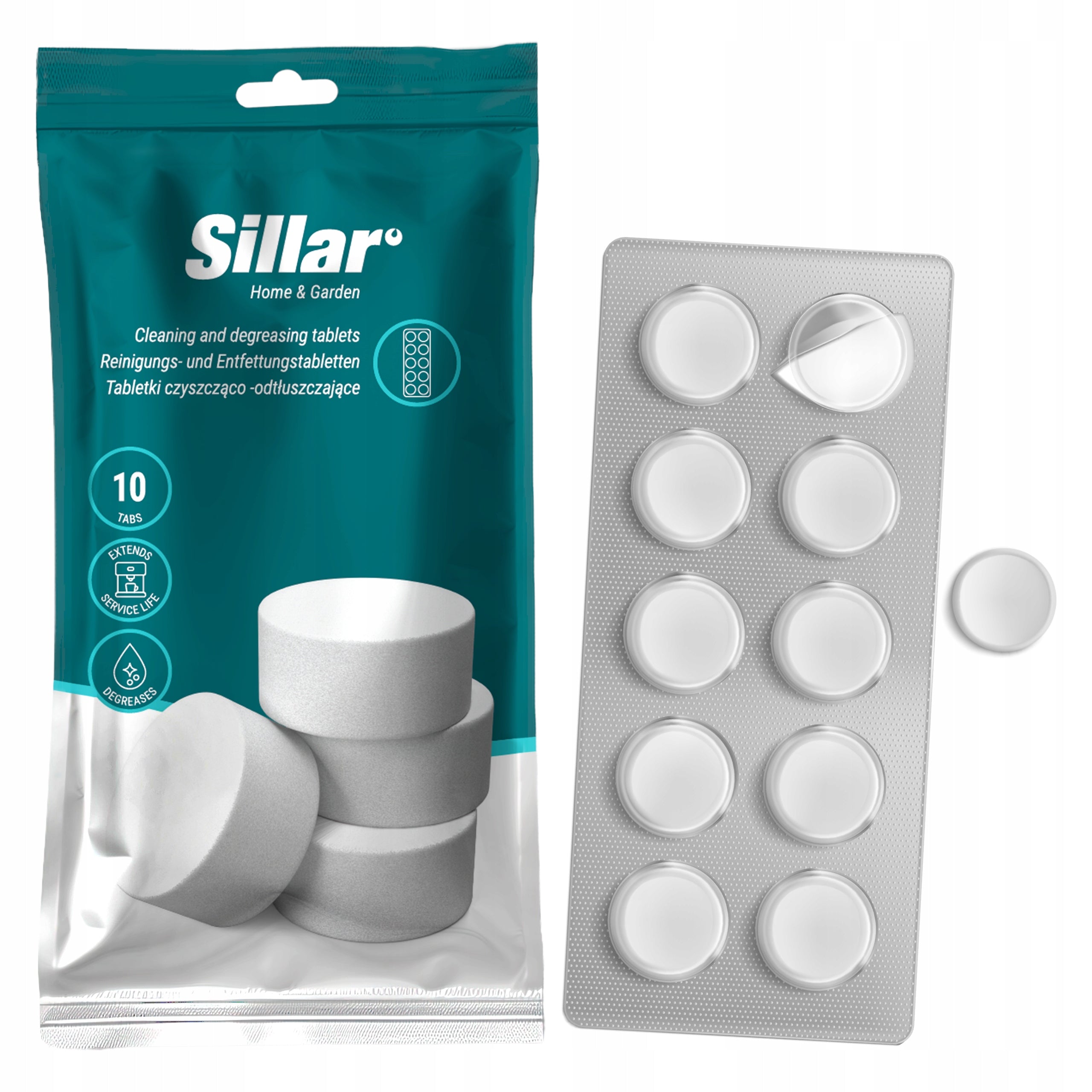 Sillar Degreasing Tablets for 10 x 2g Espresso Machine - Coffee Sediment Cleaning