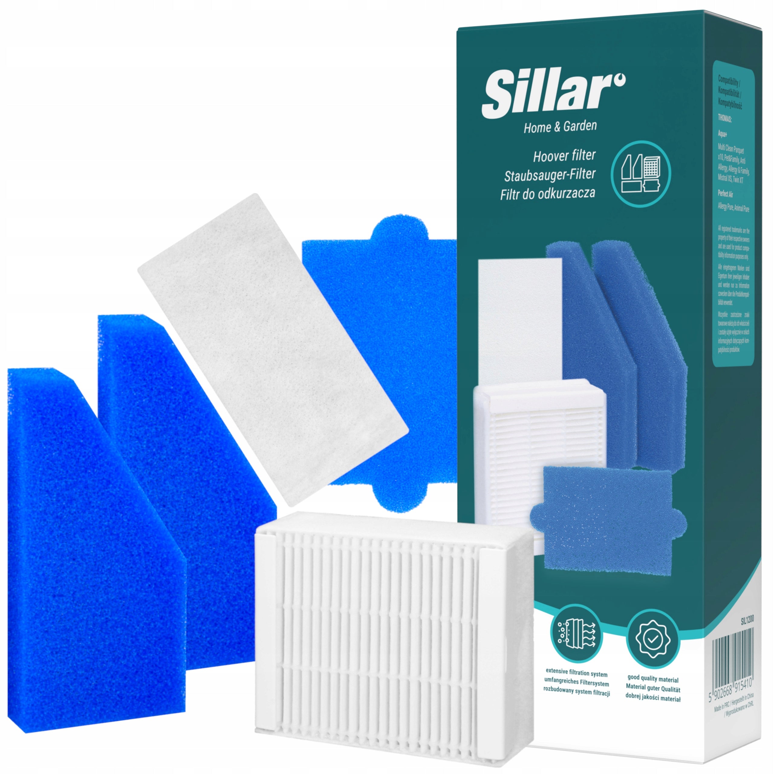 Sillar filter set for Thomas Aqua+ Pet & Family water vacuum cleaner 5pcs.