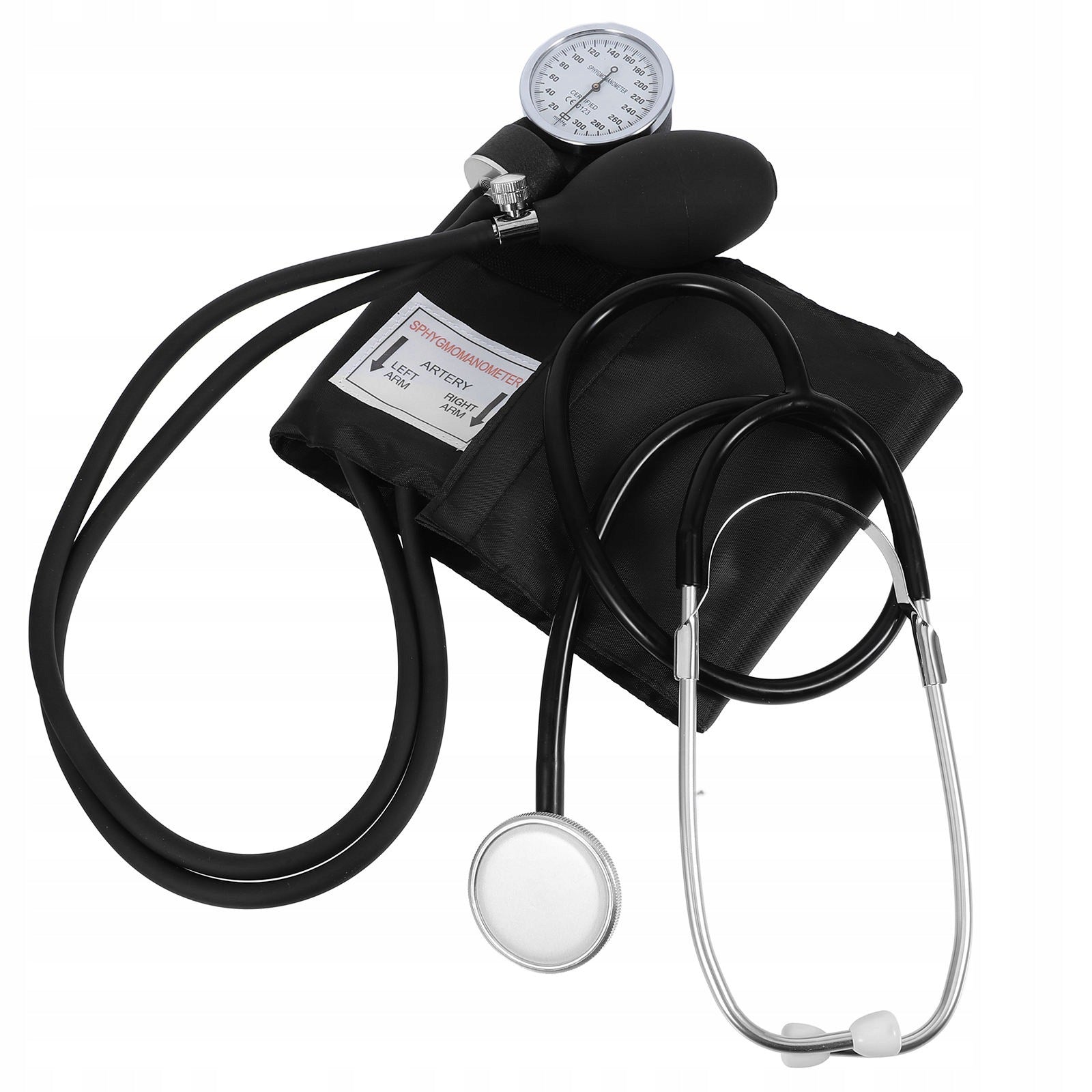 Silver Manual Blood Pressure Monitor with Stethoscope and Standard Cuff