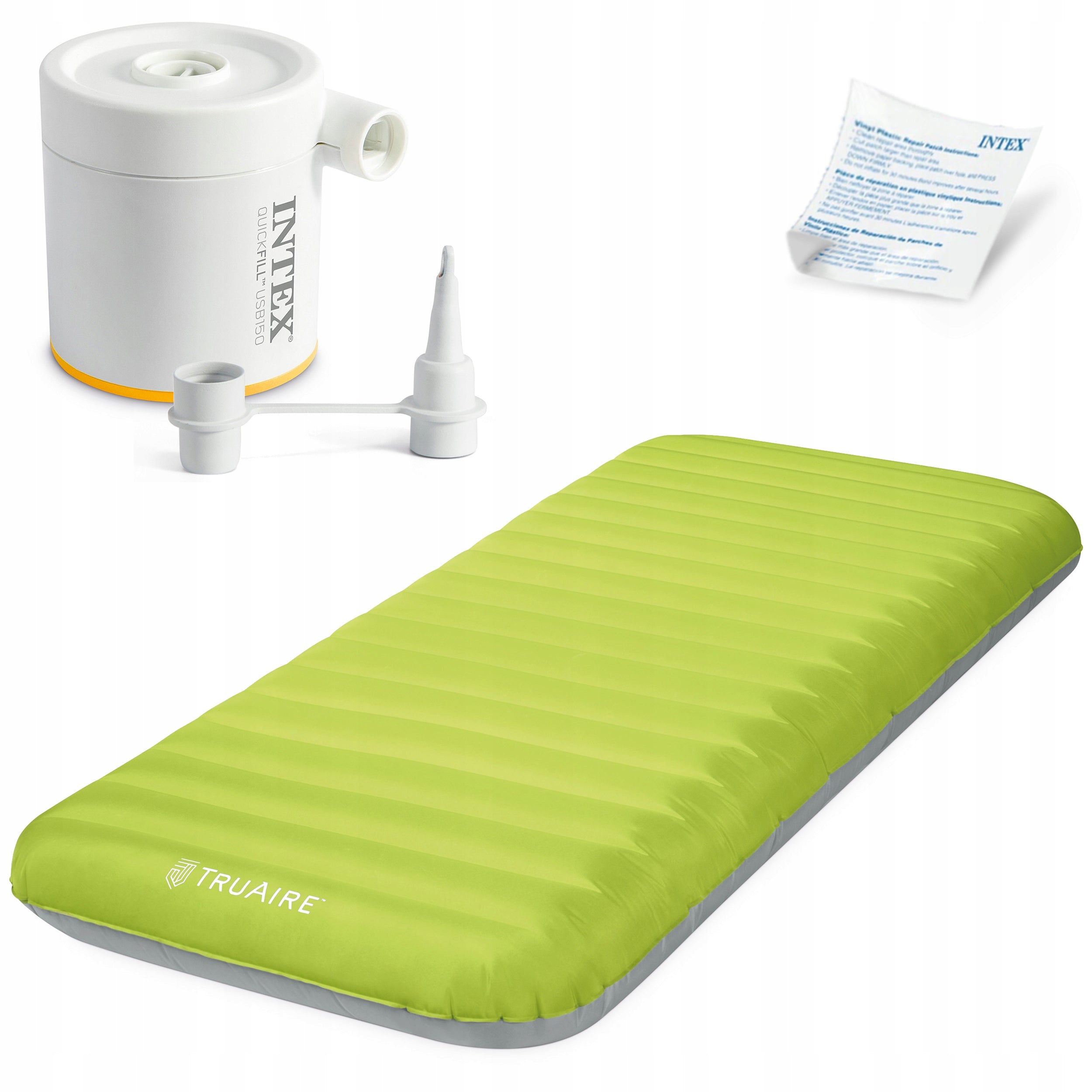 Single Mattress Intex 191x76x17 cm Green Pump Mat Tent Camping