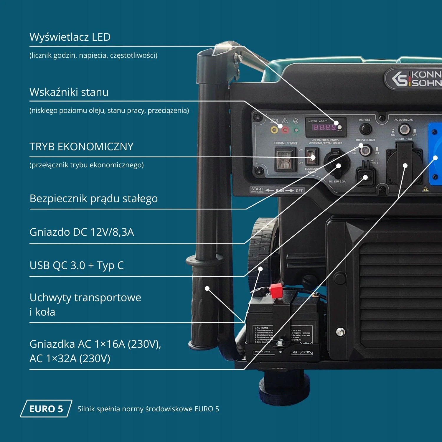 Single Phase Portable Generator Set KS 6500iEG 6500W Gas Manufacturer code K6500IE G