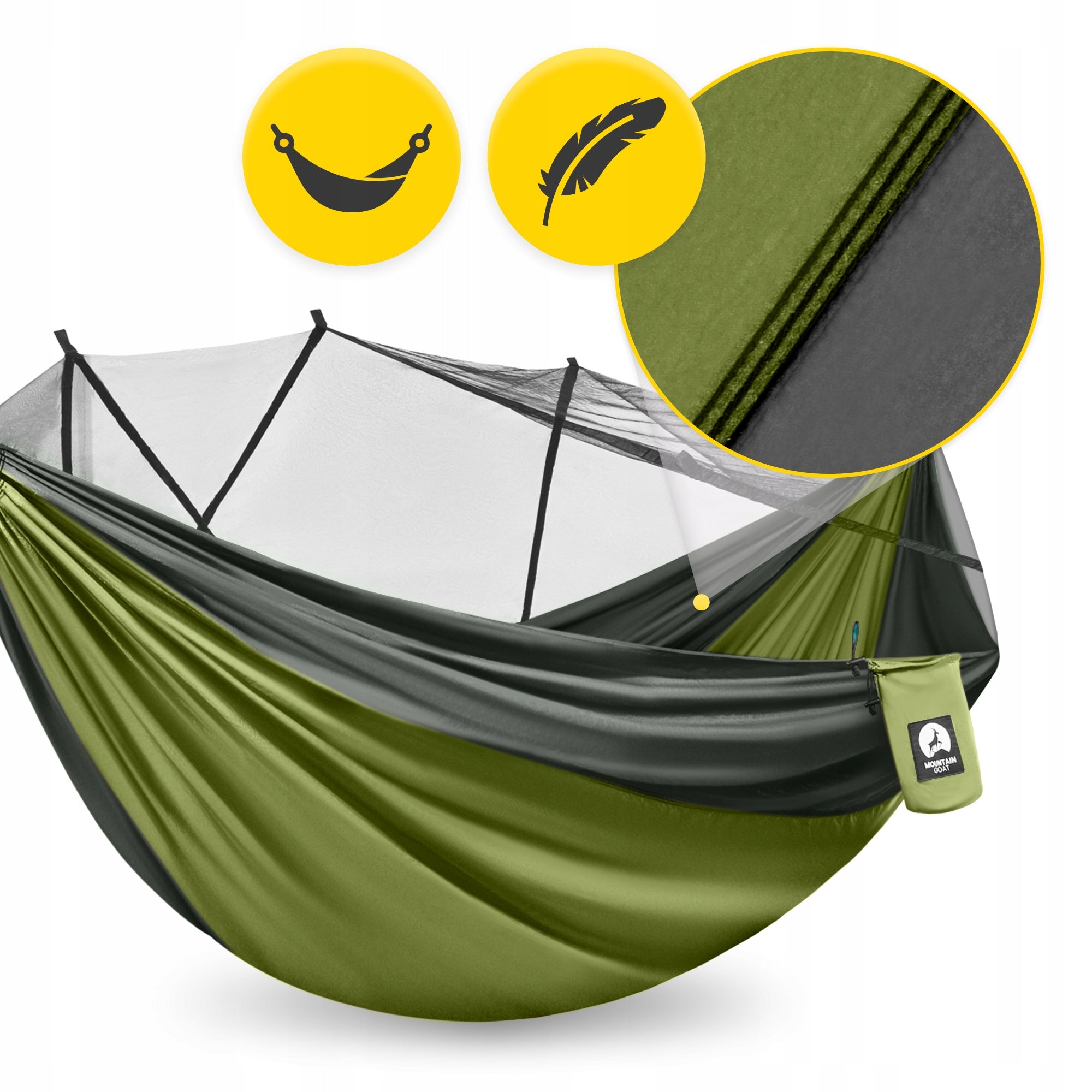 Single Travel Hammock With Mosquito Net Travel Deckchair Camping Survival Material width 155 cm