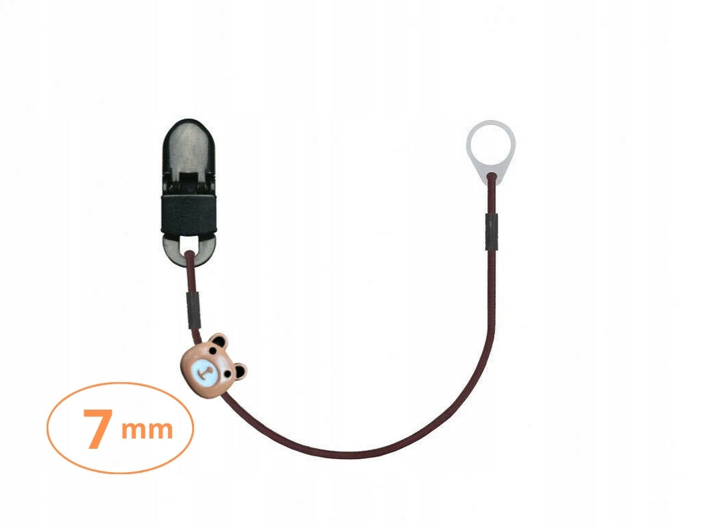 Single-clip pendant for small hearing aids - brown with teddy bear