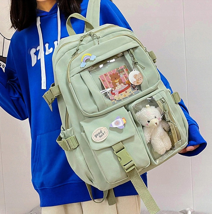 Single compartment school backpack Likado green 35 l Manufacturer code Plecak ZIELONY z misiem L369