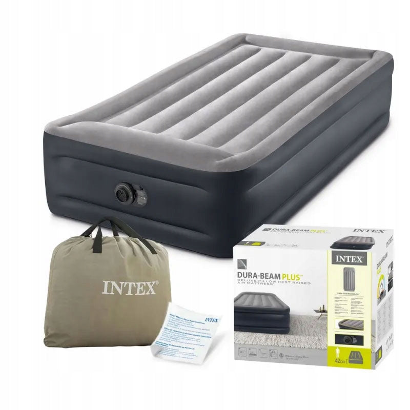 Single inflatable mattress 191x99x42 cm with built-in electric pump