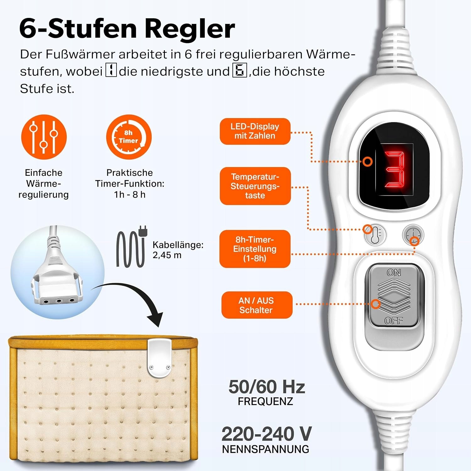 Sinnlein Electric Foot Warmer 100W Timer 6 Temperature Medical device no