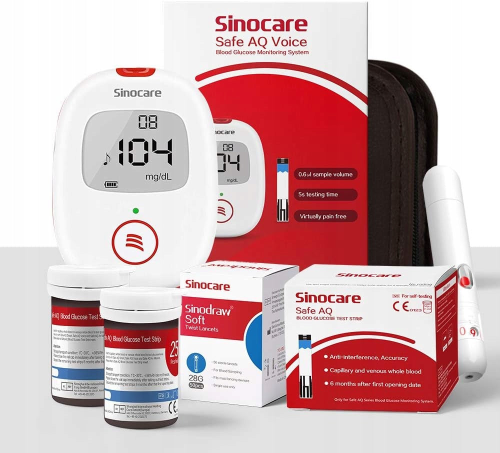 Sinocare Safe AQ Voice glucose meter – accurate glucose measurement +FREEBIE Manufacturer code 14100616-Allegro
