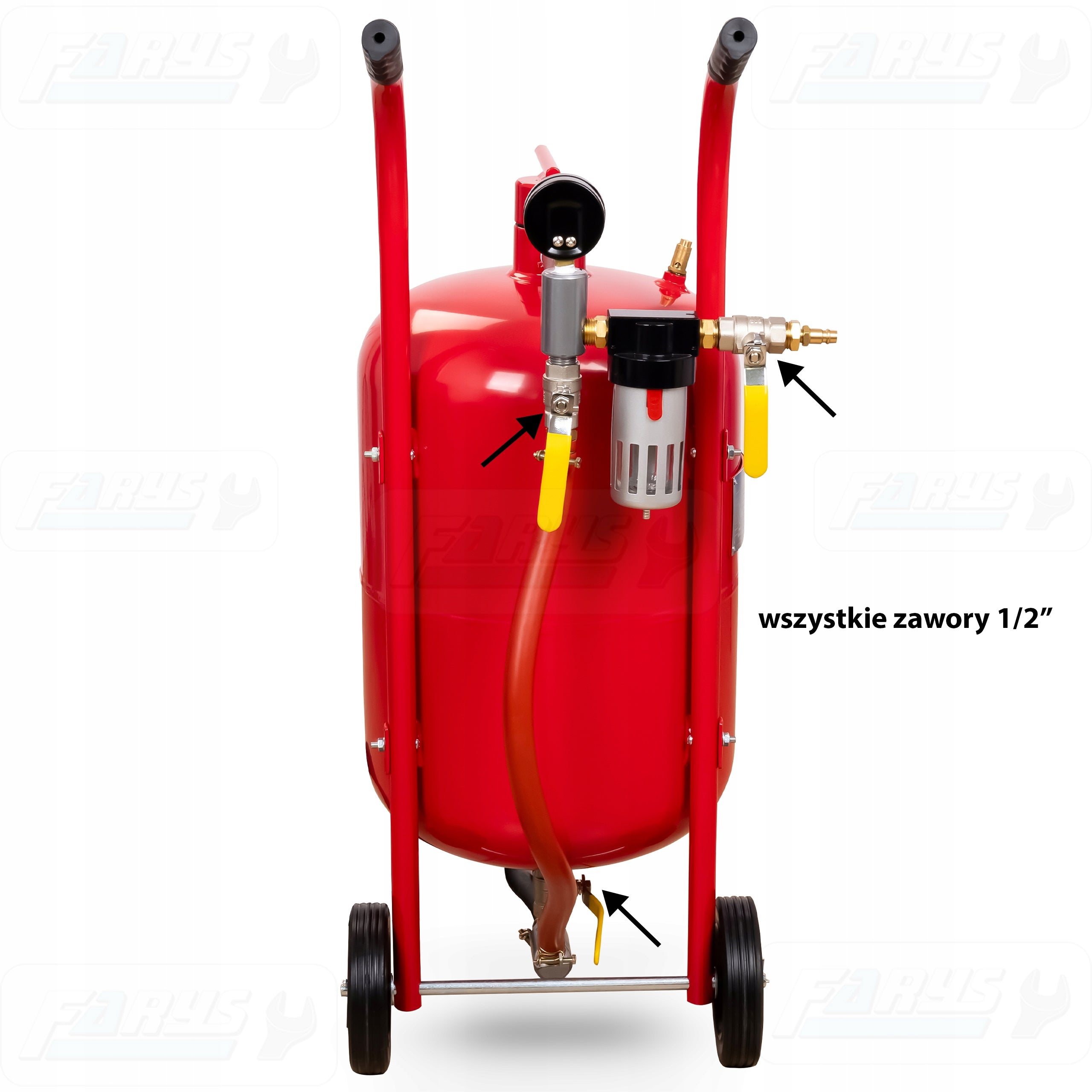 Siphon sandblaster Mobile Cleaner 38l Valves 1/2" Farys FR7012 C Device weight 18 kg