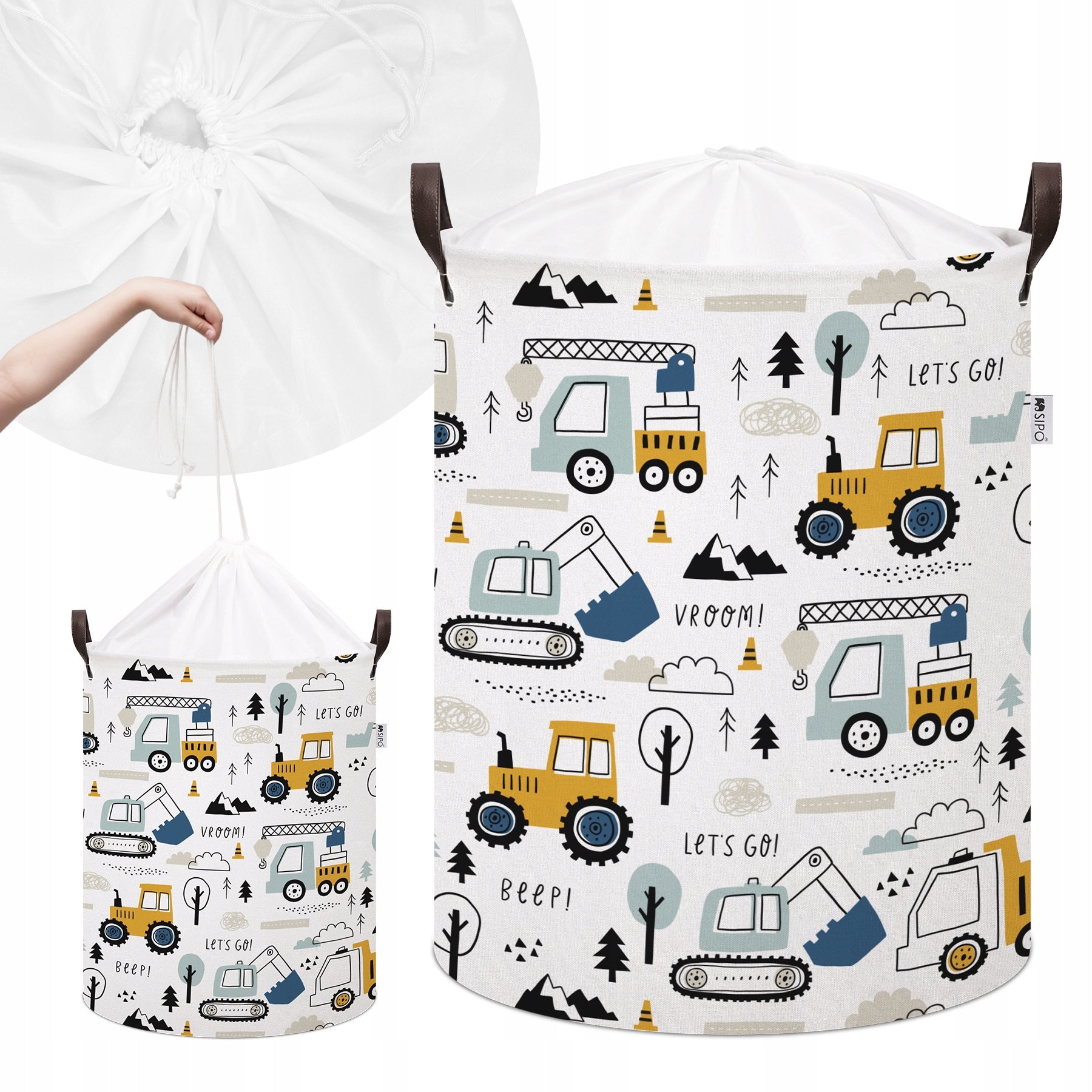 Sipo TOY BASKET XL Organizer for Children 43L Beige Excavators