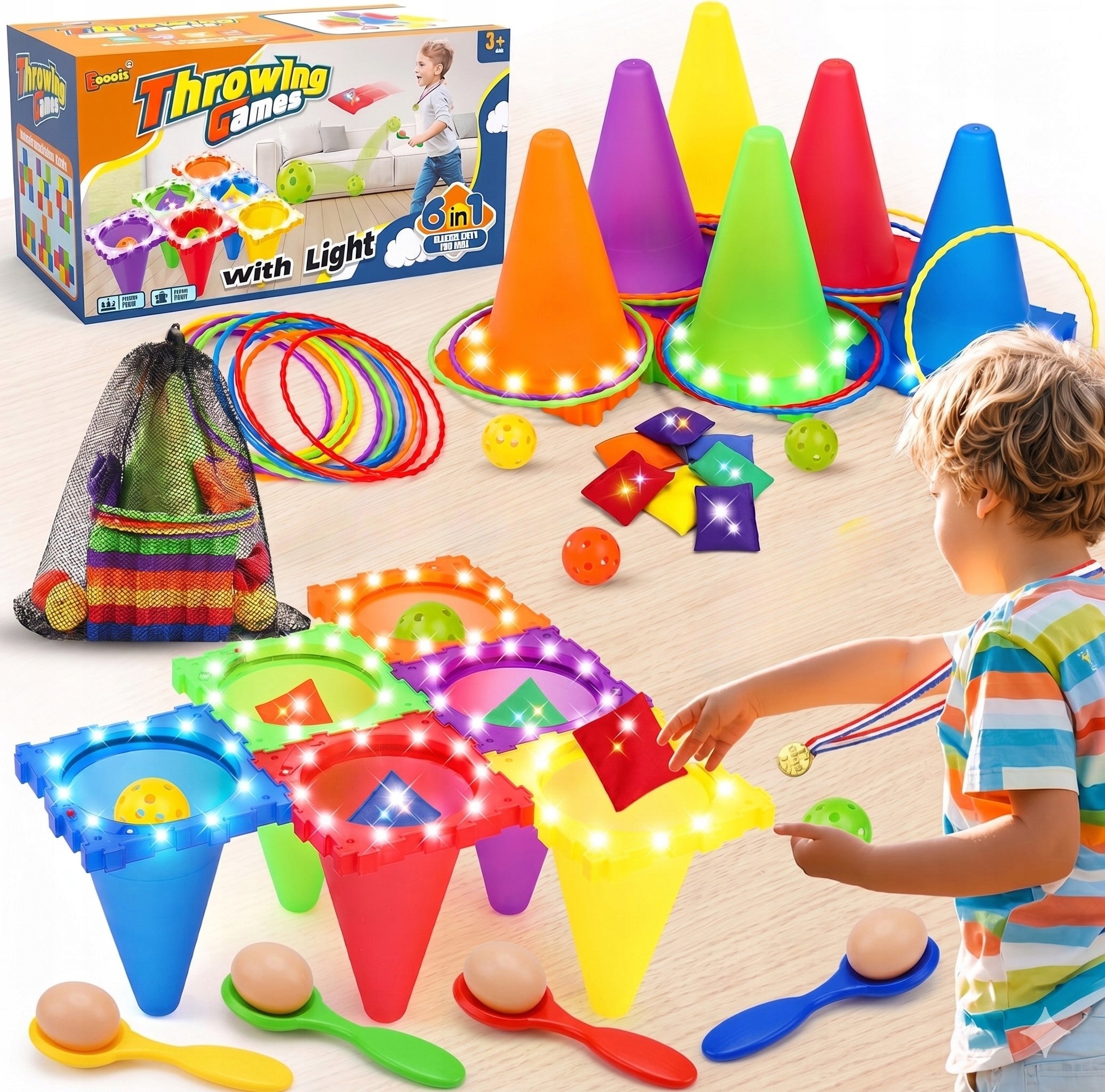 Skill Game Movement Set Training Sticks Ringo Pouches Hoops Manufacturer code Integracyjna Towarzyska Zabawa Dzieci Piknik