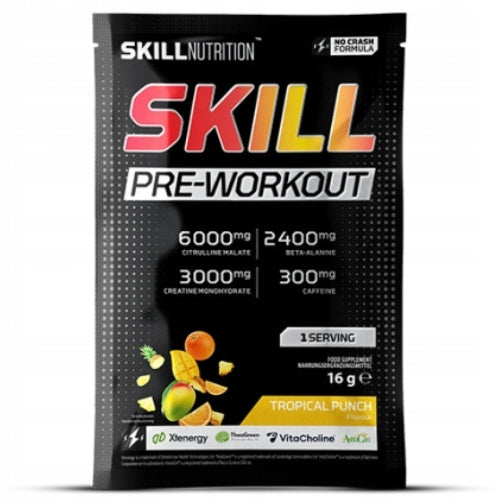 Skill Nutrition Pre-workout Tropical Punch 16 g Sample Creatine Alanine Packaging status original