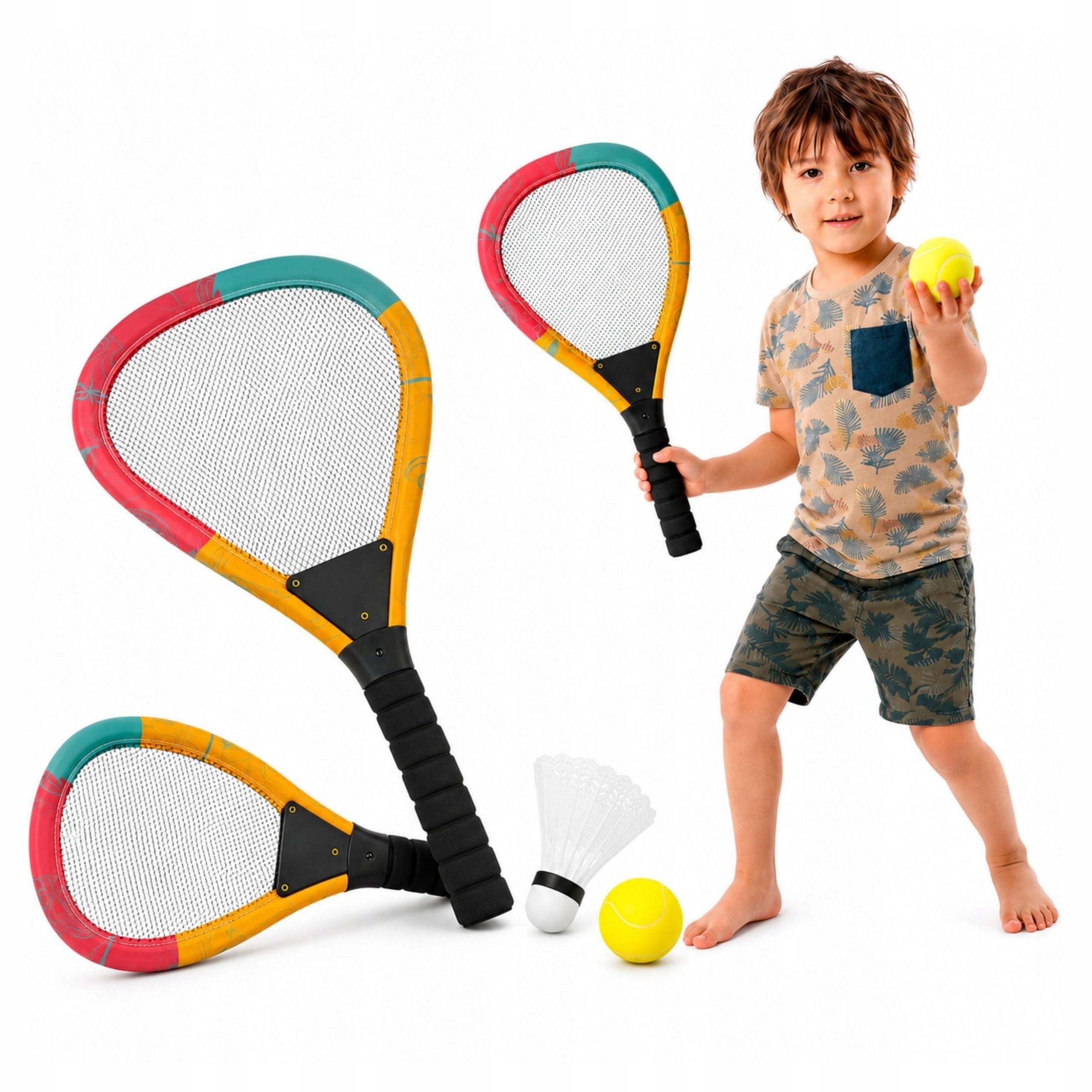 Skill game paddle racket set with ball and shuttlecock for children 3 4 5