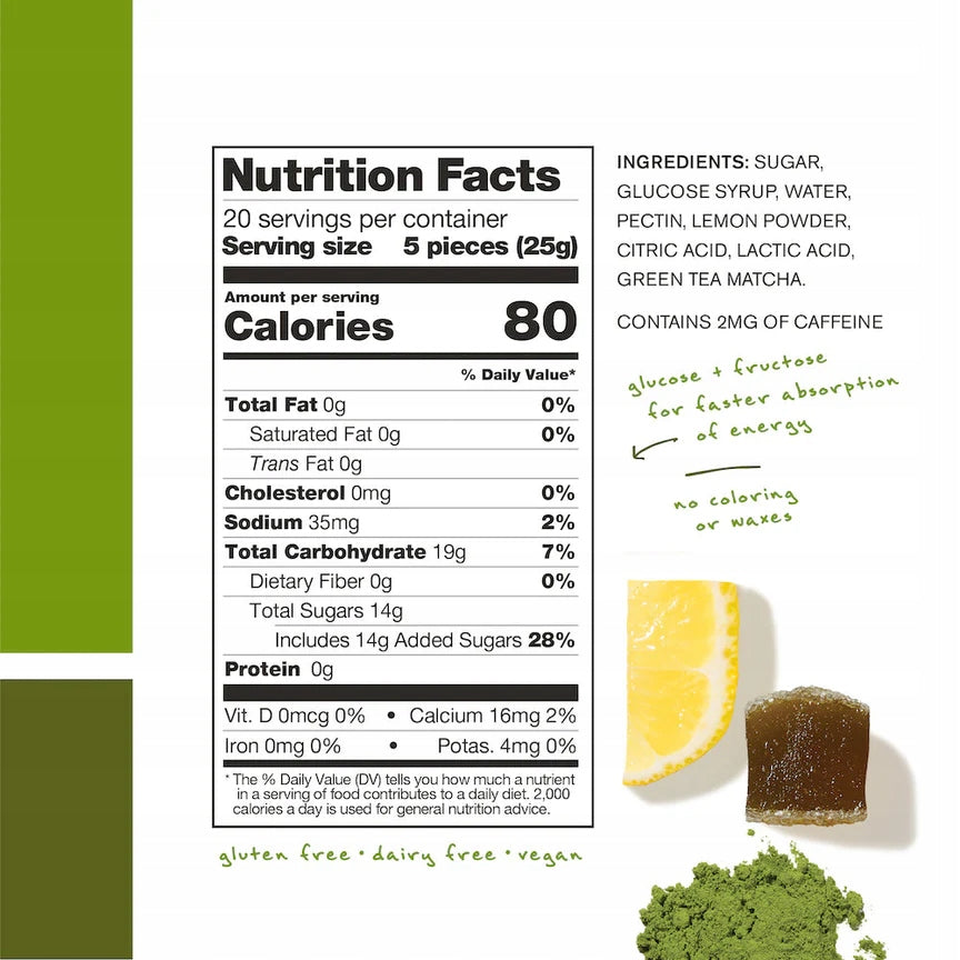 Skratch Labs Lemon Flavoured Gummies with Green Tea Brand no brand