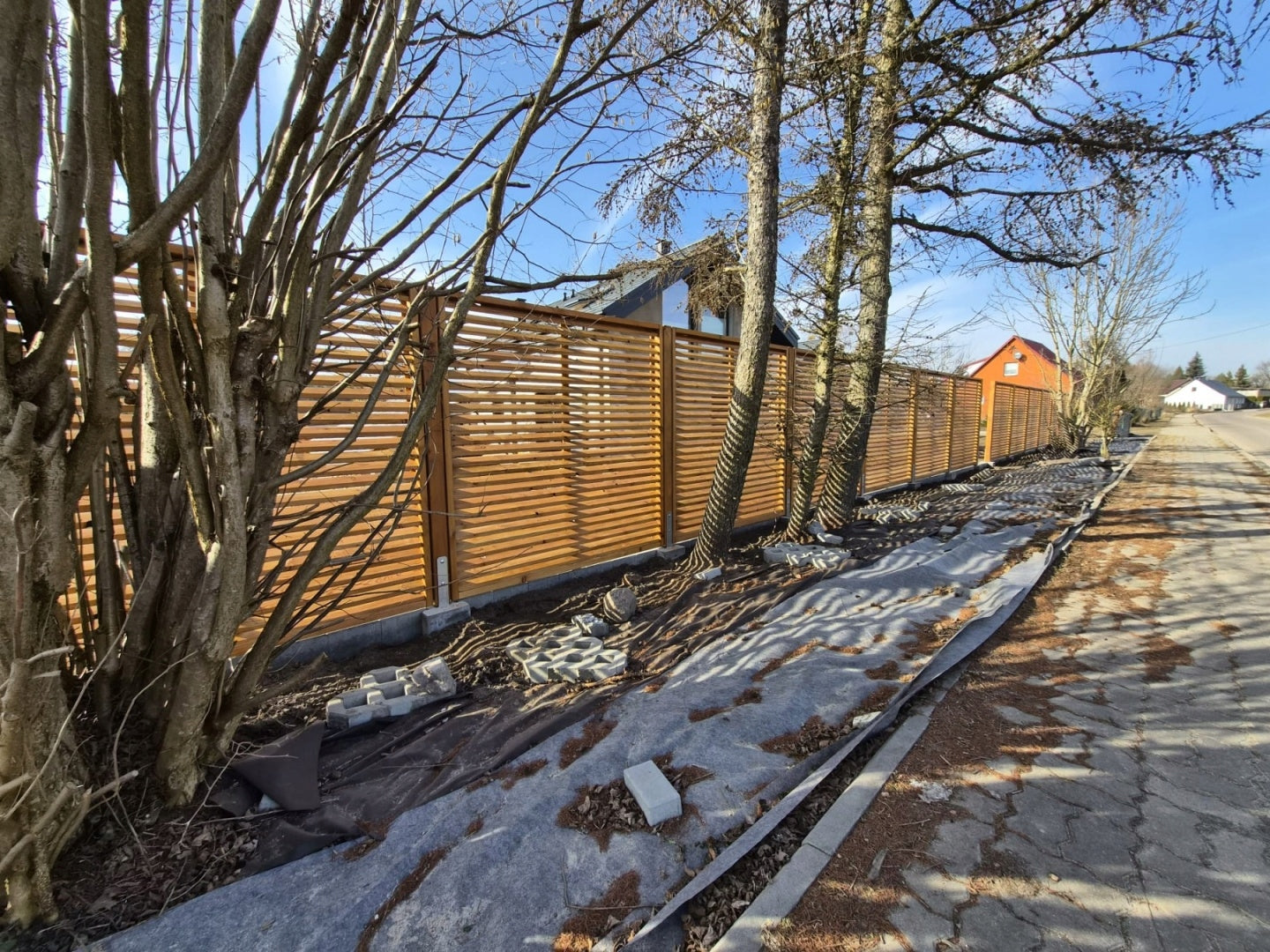 Slatted fence 180x180cm with larch KL C Element width 180 cm