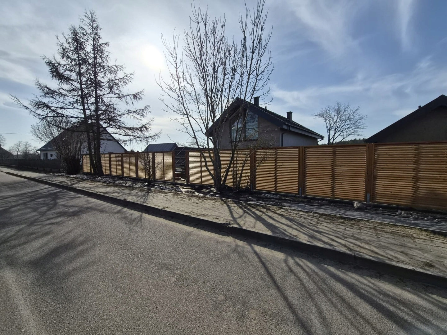 Slatted fence 180x180cm with larch KL C Kind span