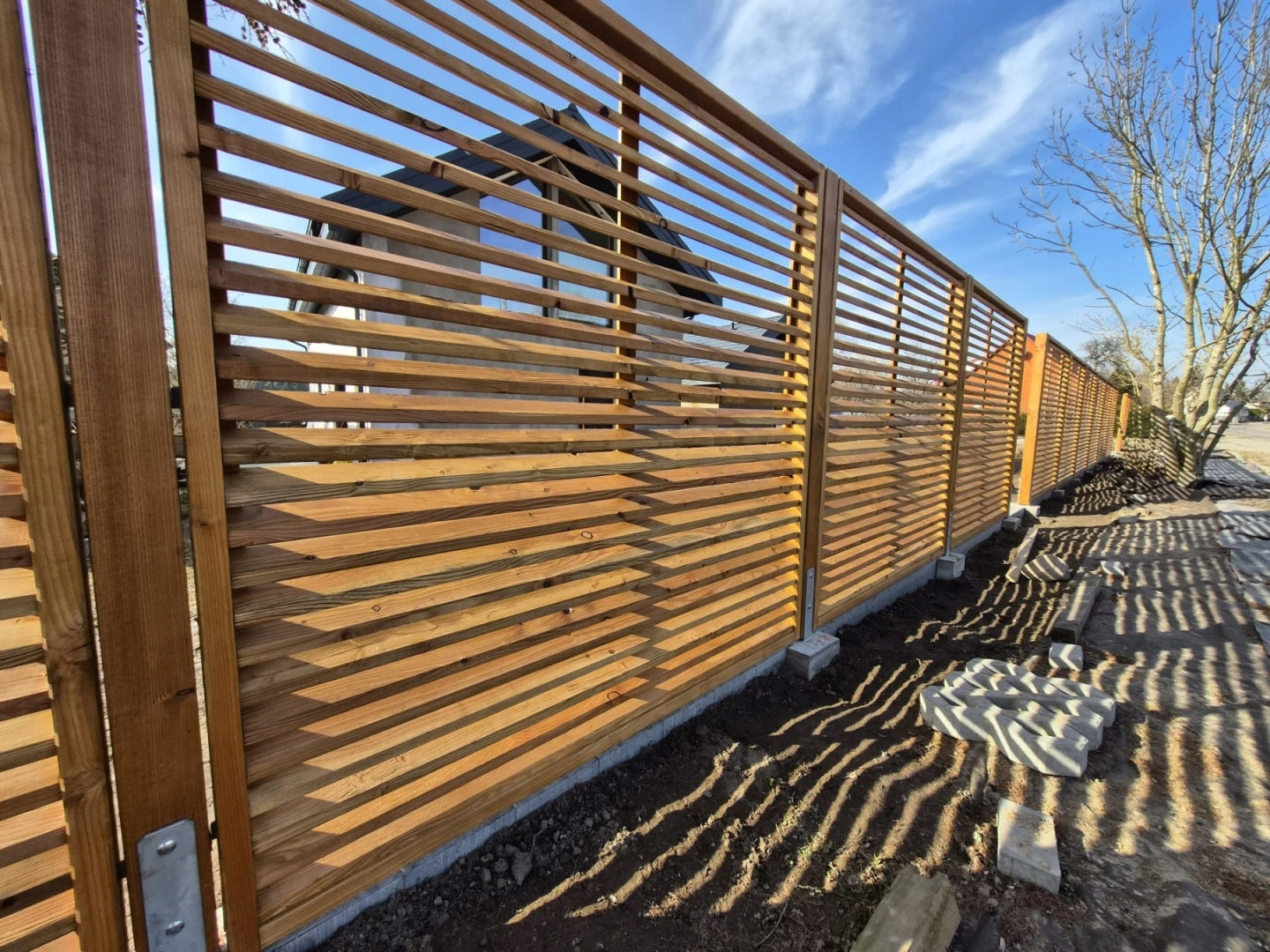 Slatted fence 180x180cm with larch KL C