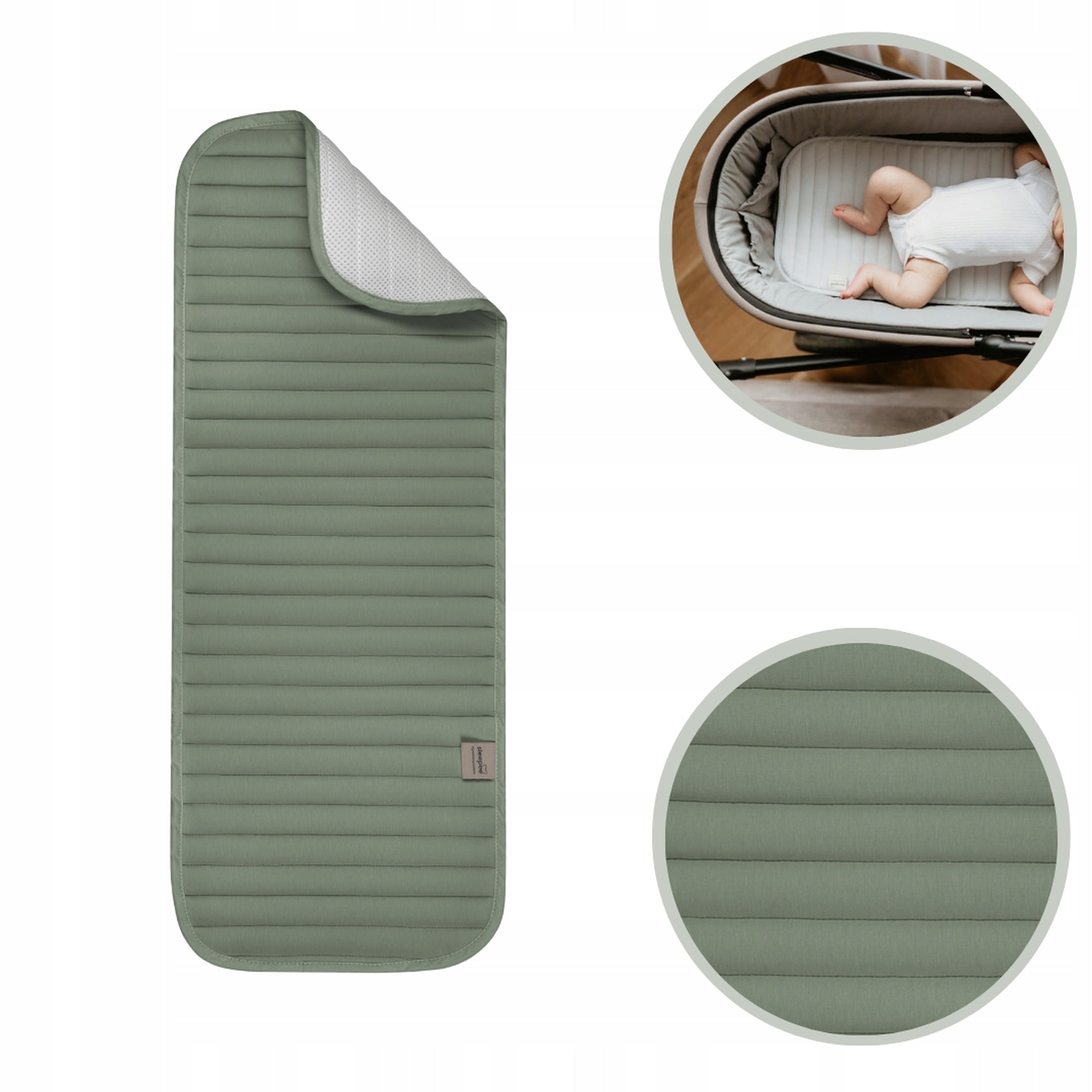 Sleepee Anti-Sweat Insert For Gondola Stroller 30x70 Cm Green