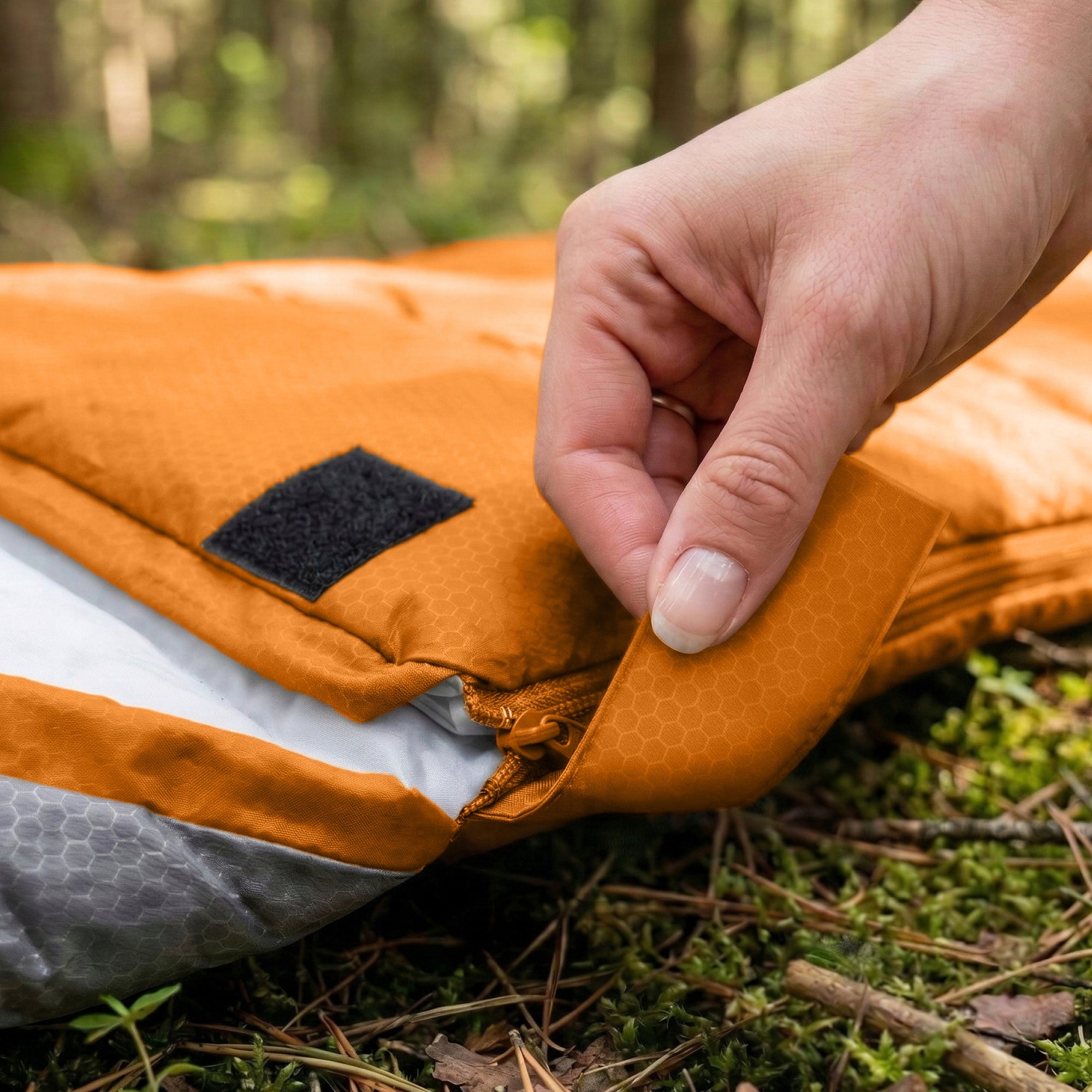 Sleeping Bag Tourist Quilt With Hood 2in1 Lightweight 950g Warm Summer Cover Manufacturer code MOUNTAIN GOAT STANDARD pomarańczowo-szary
