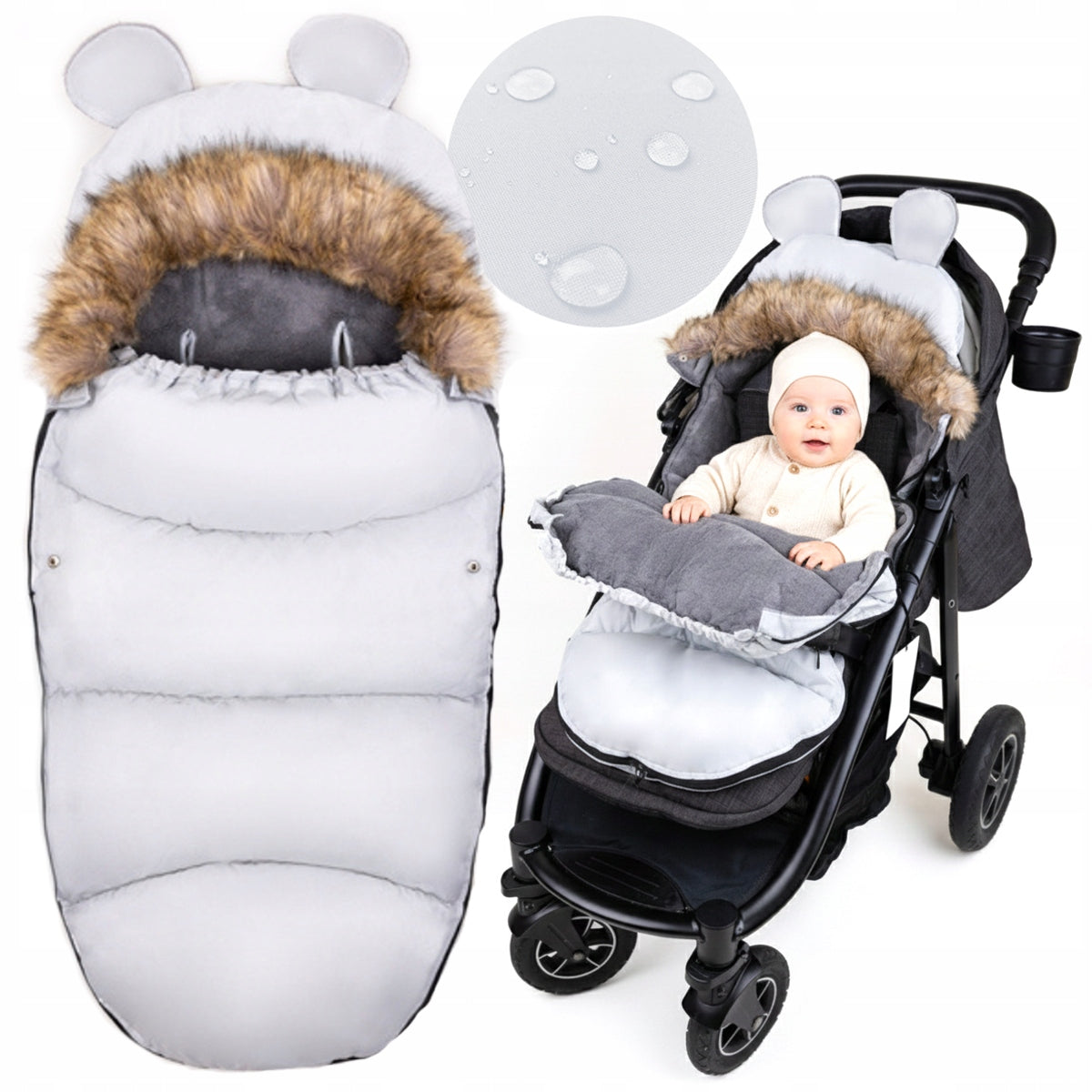 Sleeping bag for baby for sled stroller gondola winter warm fur