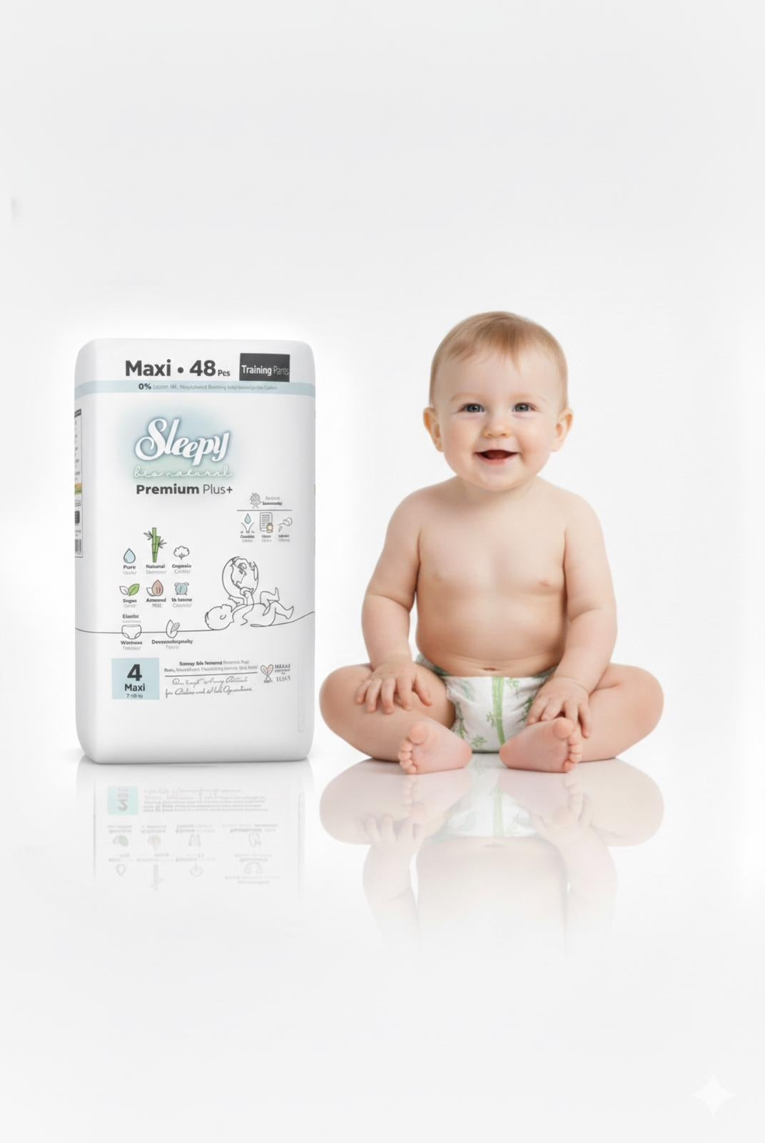 Sleepy Bio Natural Premium Plus+ Maxi 48 pcs diapers for children 7 to 16 kg Packaging status original