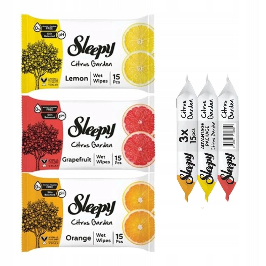 Sleepy Citrus Garden Wet Wipes 3x15pcs 3pack