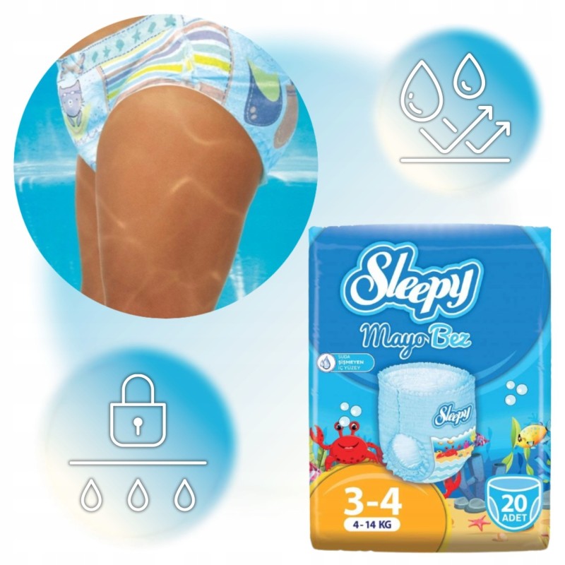Sleepy Diapers for children for water 3-4 (4-14kg) 20pcs Brand SLEEPY
