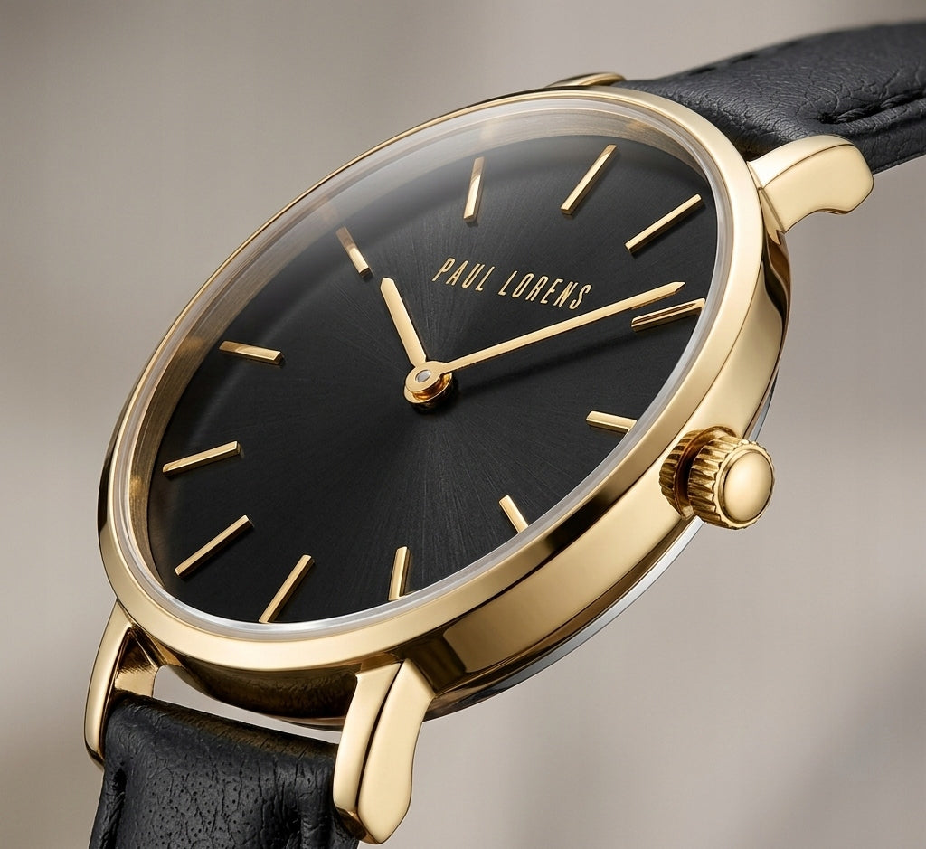 Slim and subtle women's watch Paul Lorens SALIVA genuine leather +ENGRAVING Brand Paul Lorens