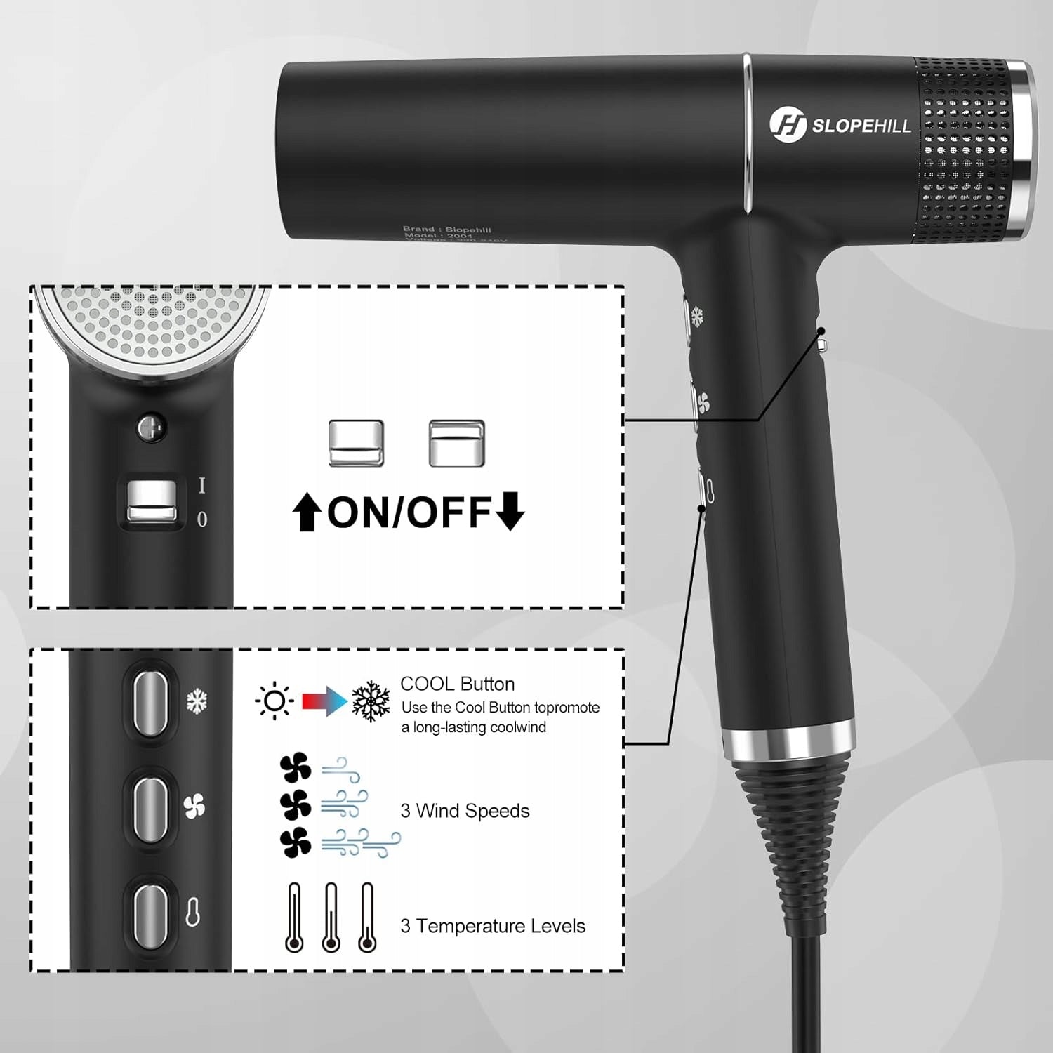 Slopehill Hair Dryer with Unique Brushless Motor A537 Brand no brand