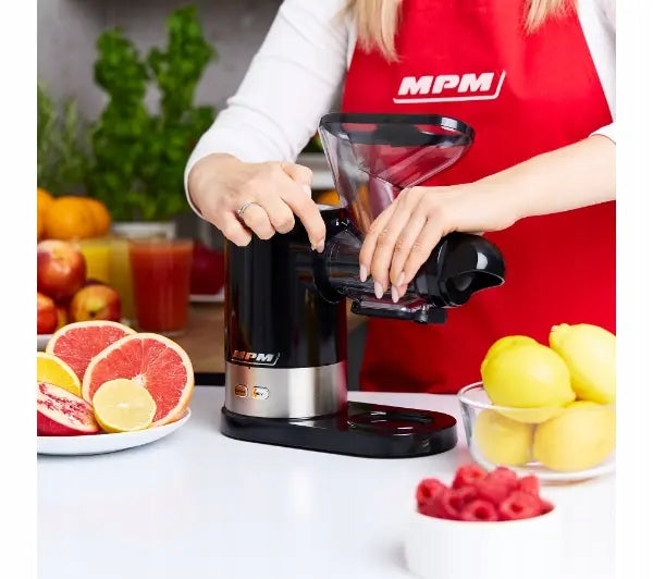 Slow juicer MPM MSO-17 450W 60 rpm Dripping lock Black Brand MPM