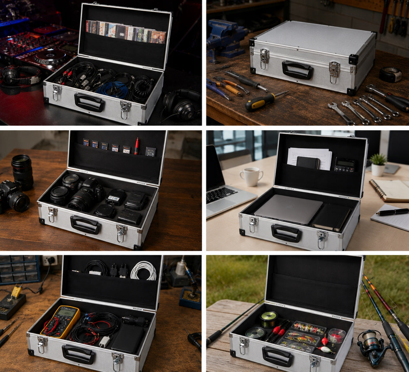 Small ALUMINUM SUITCASE Transport TOOL BOX for EQUIPMENT Cables Brand Clatronic
