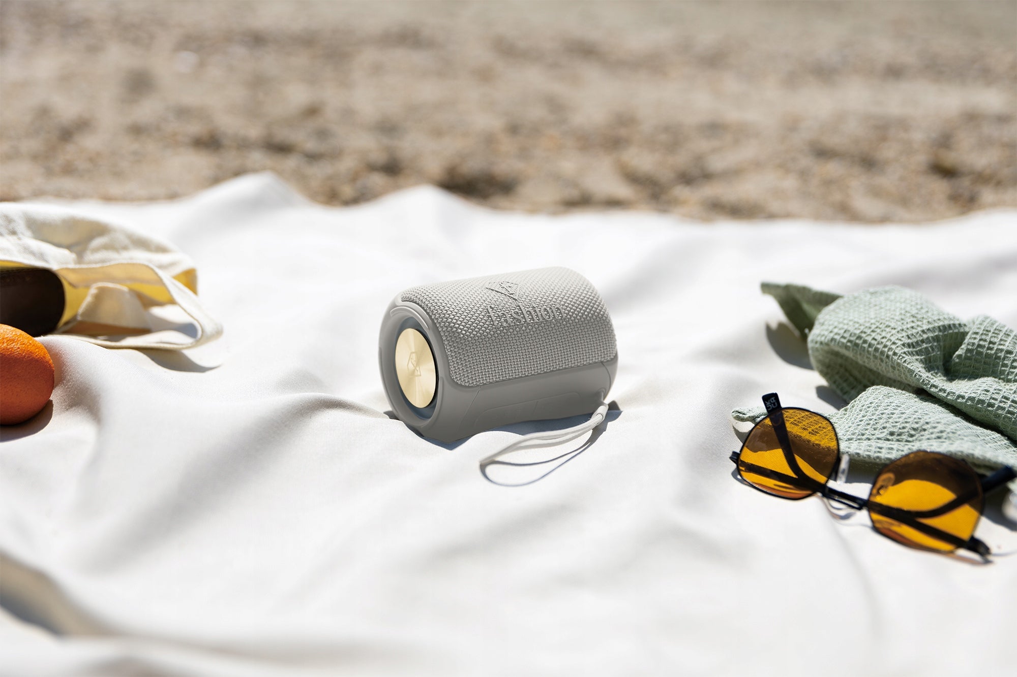 Small Bluetooth Portable Speaker, Fashion FTV-0116 Matte Cream-Gold