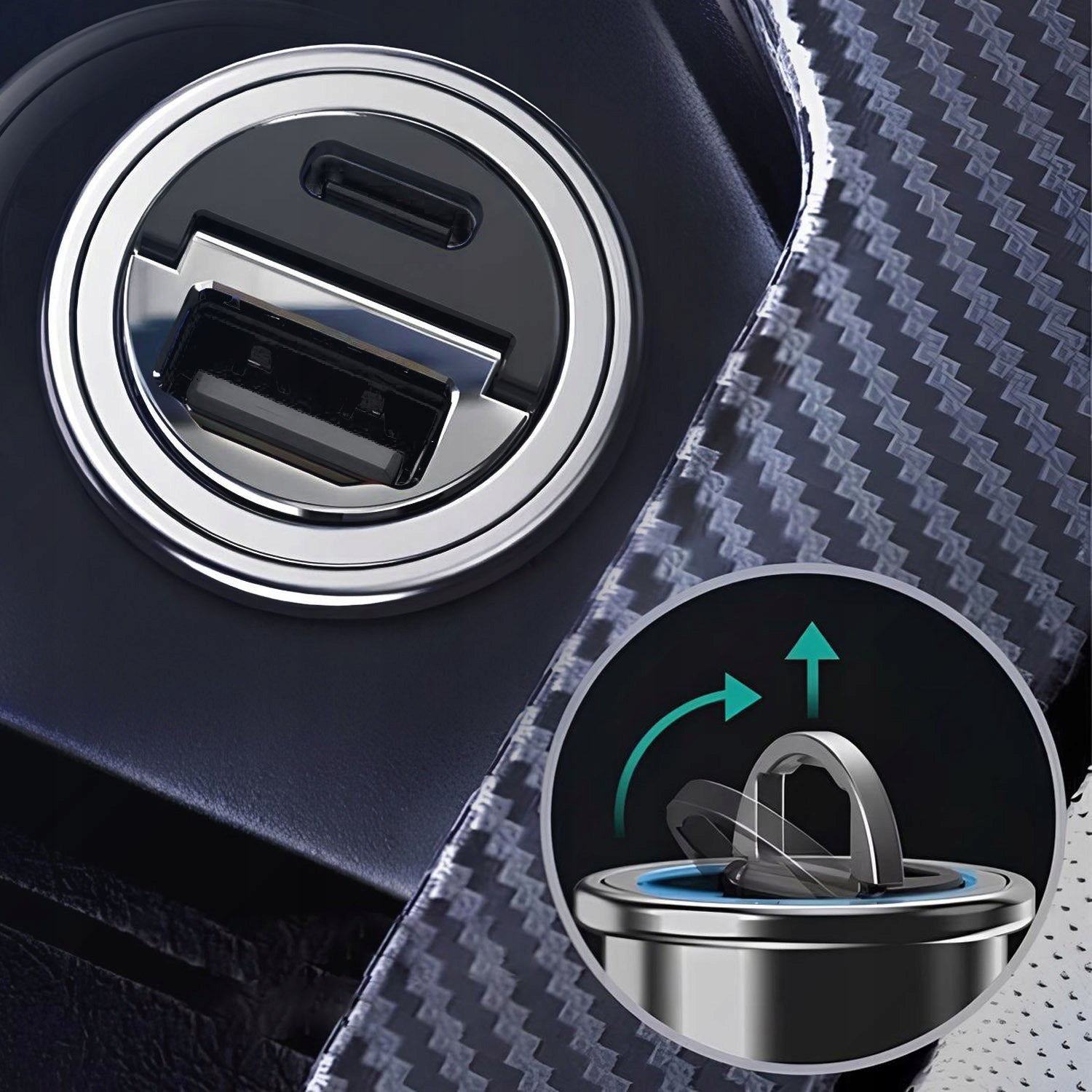 Small Fast Car Charger POLION USB-A USB-C 35W QC3.0 PD 3A Packaging status original