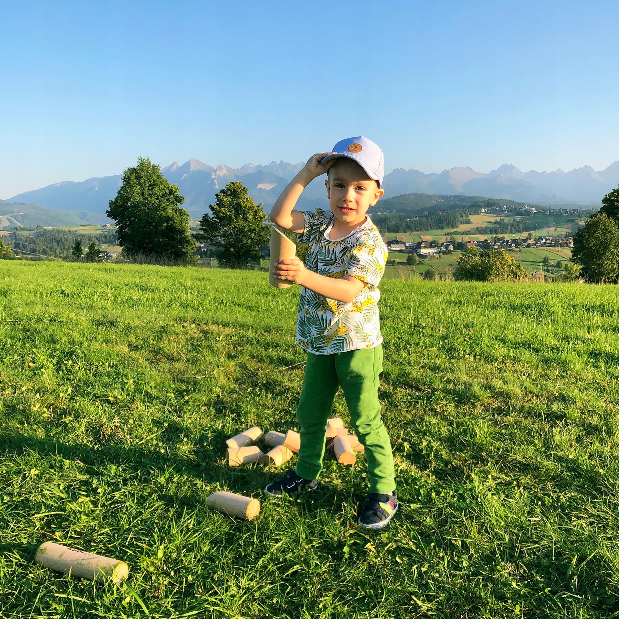 Small Finnish bowling, the best arcade game, outdoor game for children Material wood