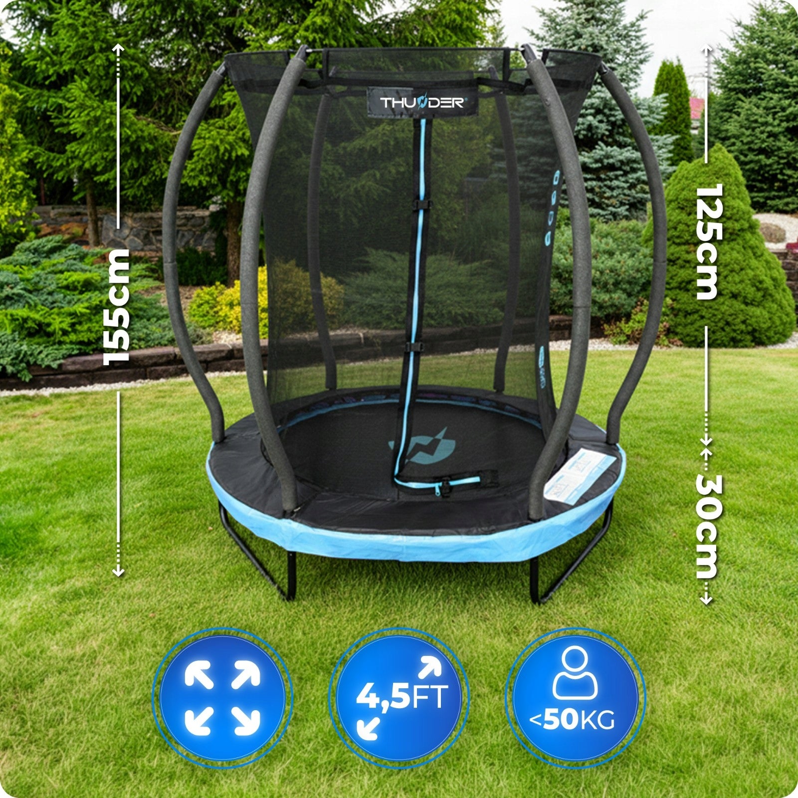 Small Home Trampoline for Kids 4.5FT 140CM Easy Assembly Safe Packaging status original