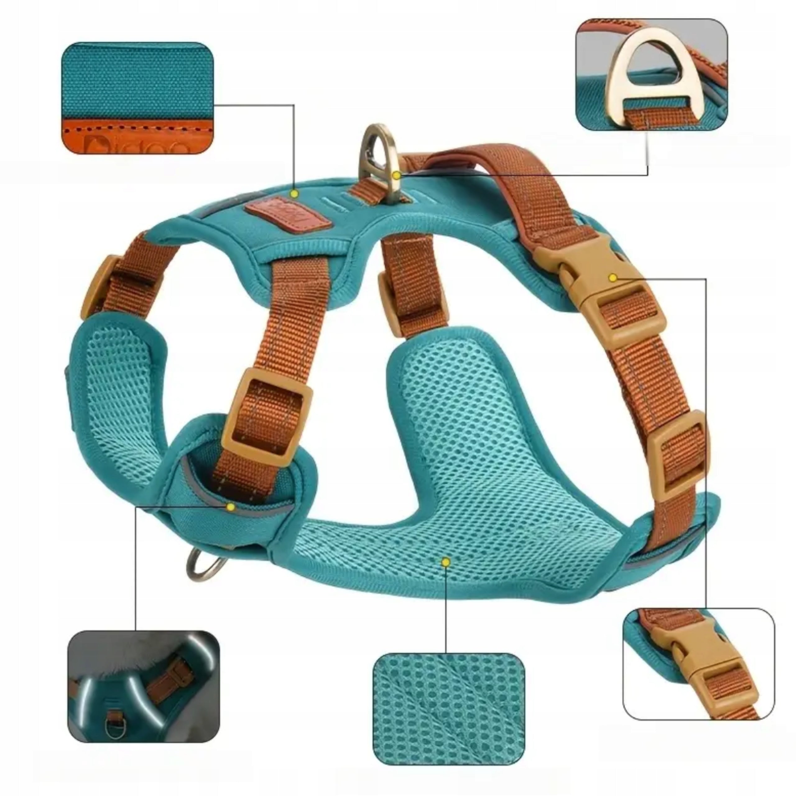 Small/Large Dog Harness Strong Easy Walk Adjustable M Reflective Manufacturer code Szelki Dla Małego Dużego Psa Niebieskie guard