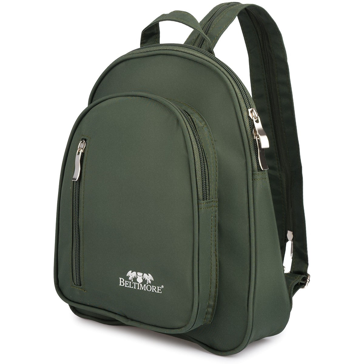 Small Lightweight Women's Synthetic Backpack Dark Green Two Chamber