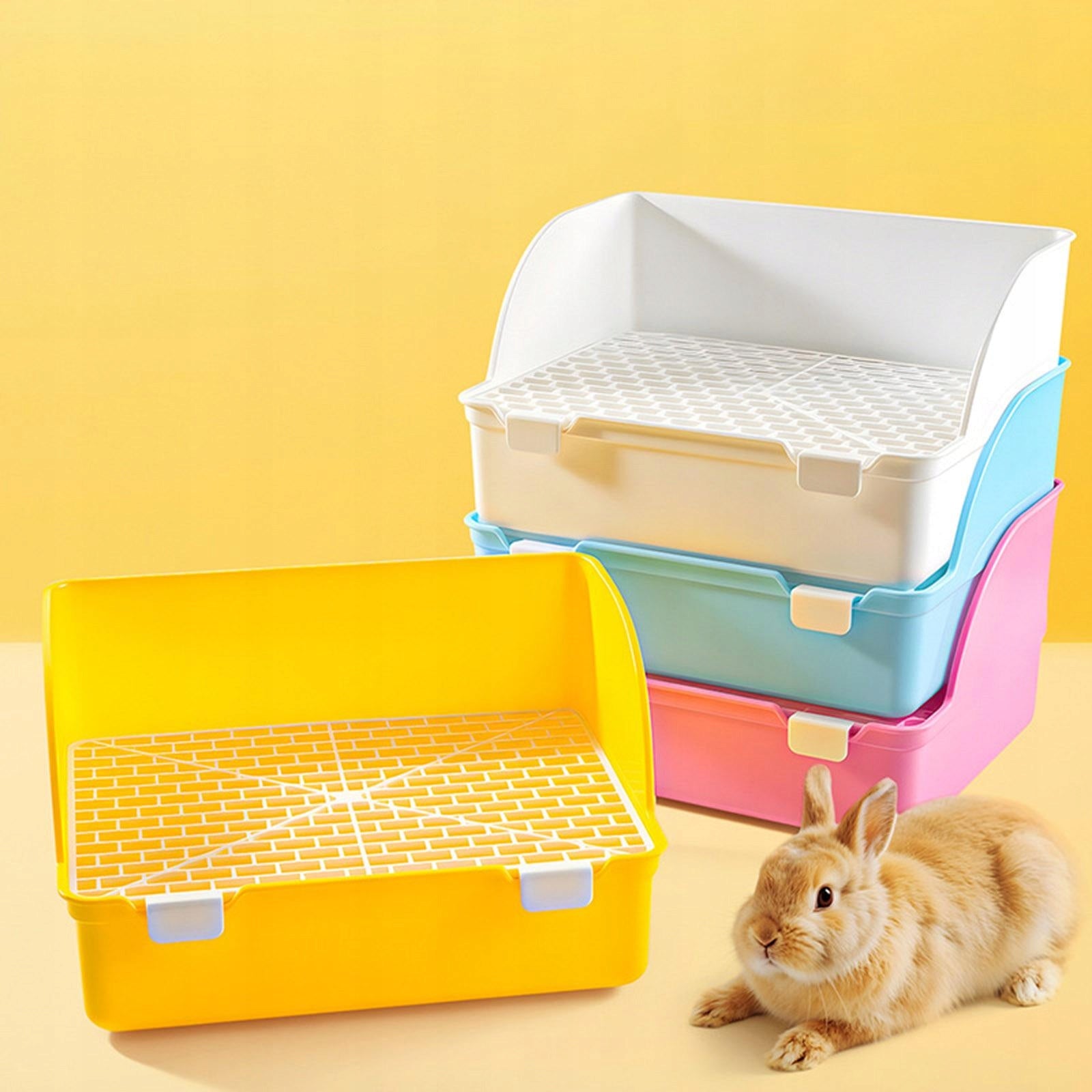 Small Rabbit Litter Box Square Cage Box Potty Trainer Bunny Potty Pink Packaging status original