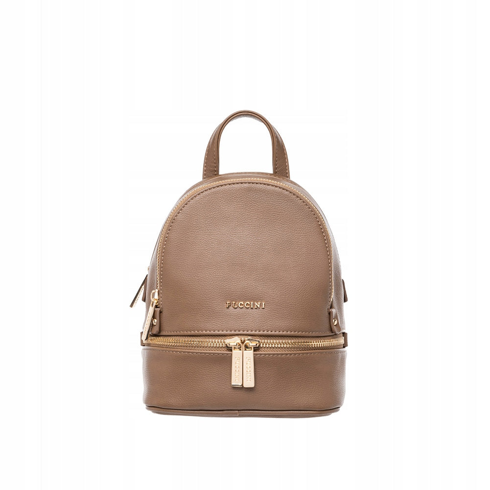 Small Women's Backpack PUCCINI Brown Elegant Mini Urban Comfortable FASHIONABLE NEW Brand PUCCINI
