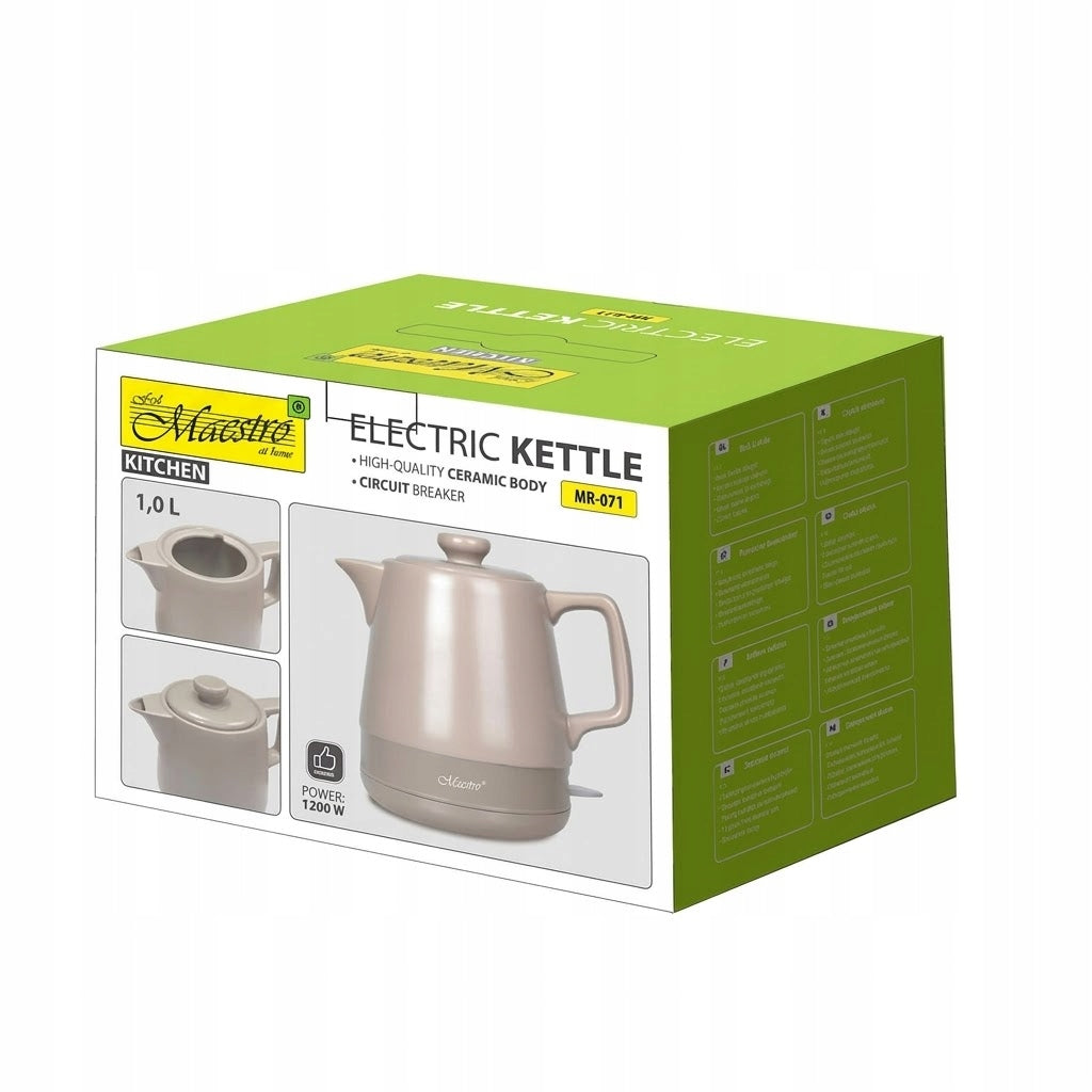 Small ceramic electric kettle 1L 1200W Maestro MR-071 beige Brand Maestro
