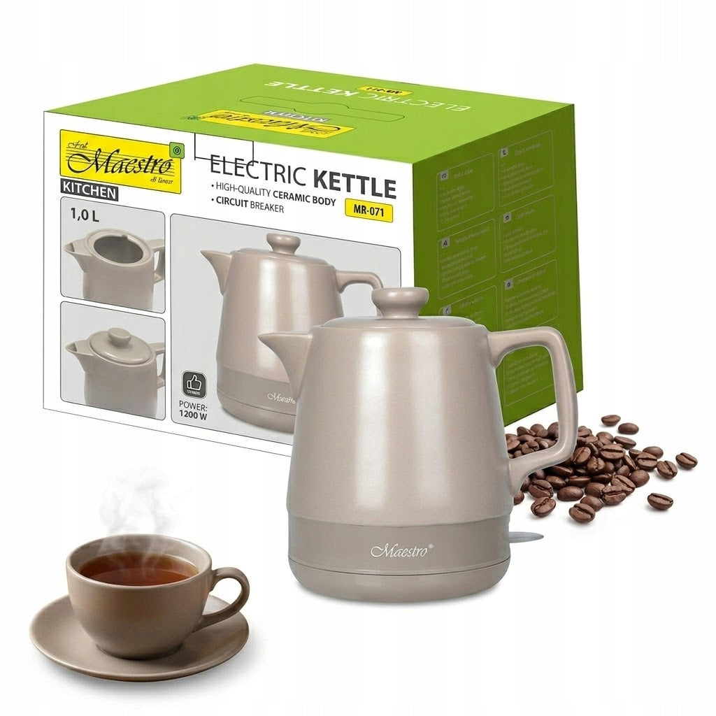 Small ceramic electric kettle 1L 1200W Maestro MR-071 beige