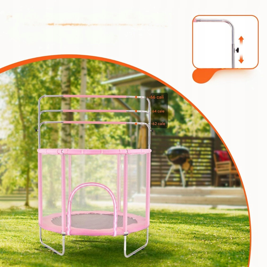 Small house trampoline for children for home and garden with net pink 147 cm Kid's age 3+ years