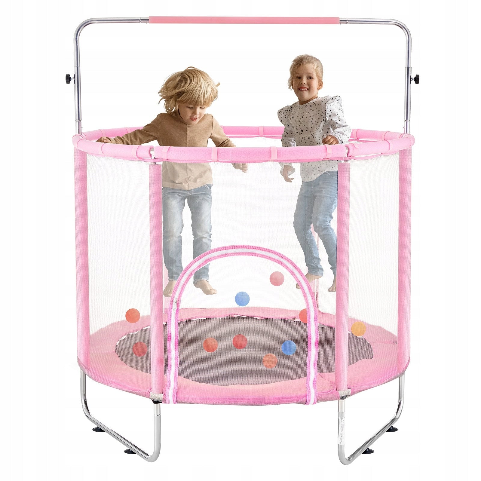 Small house trampoline for children for home and garden with net pink 147 cm