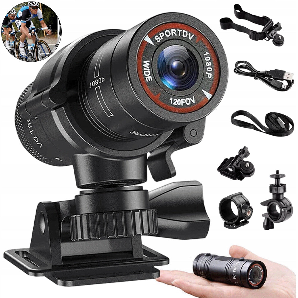 Small sports camera 1080P 120° wide angle records up to 128GB TF card