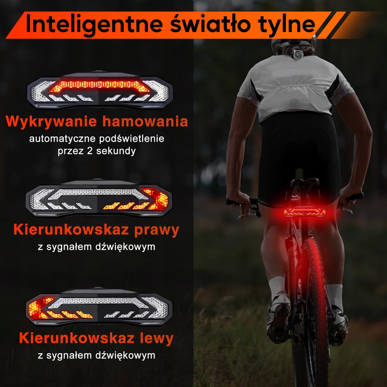 Smart Bike Tail Light + Turn Signals 110dB Anti-Theft Horn IP65 Waterproof Manufacturer code PL_KS-SF31