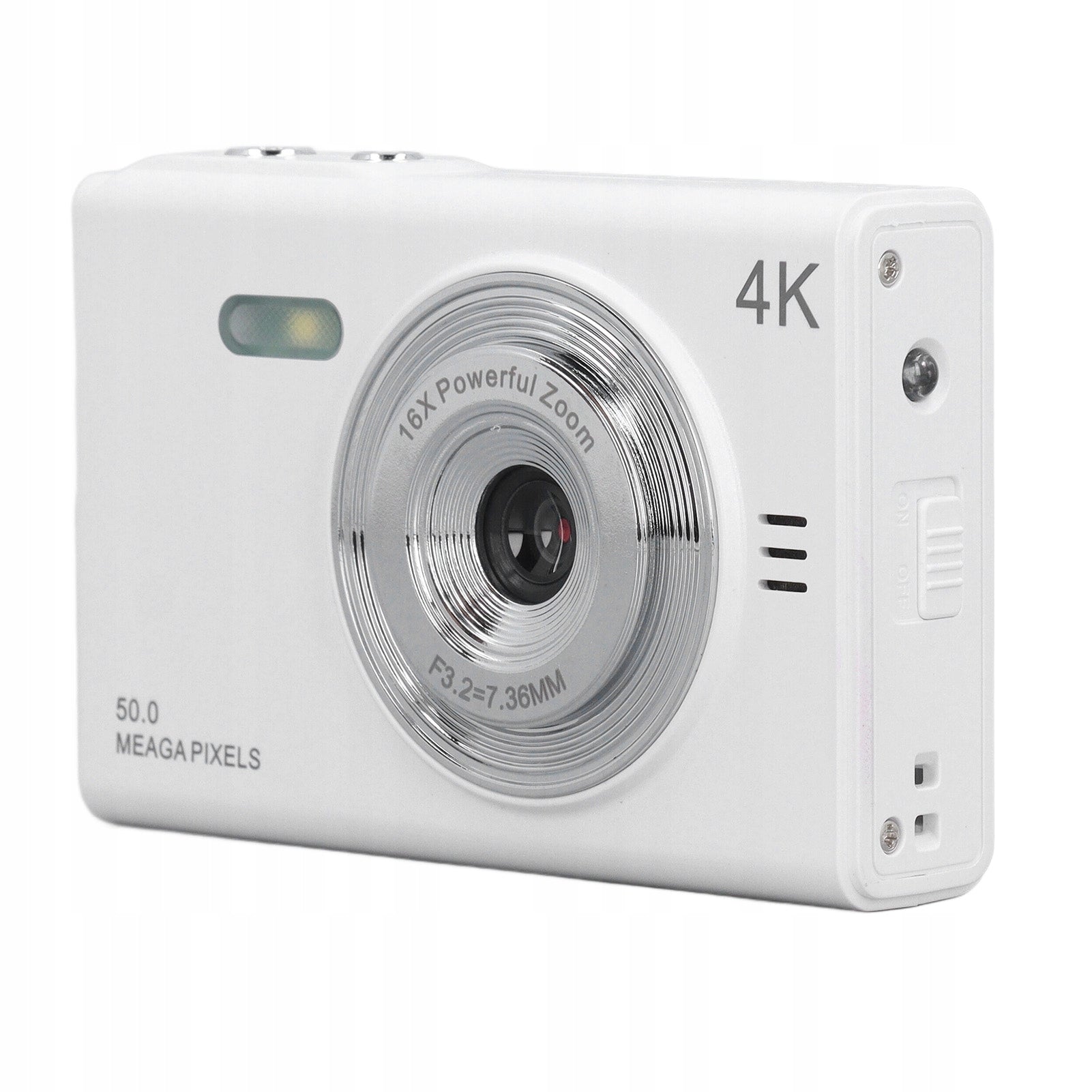 Smart Digital Camera, White Compact Digital Camera with Multiple Zoom