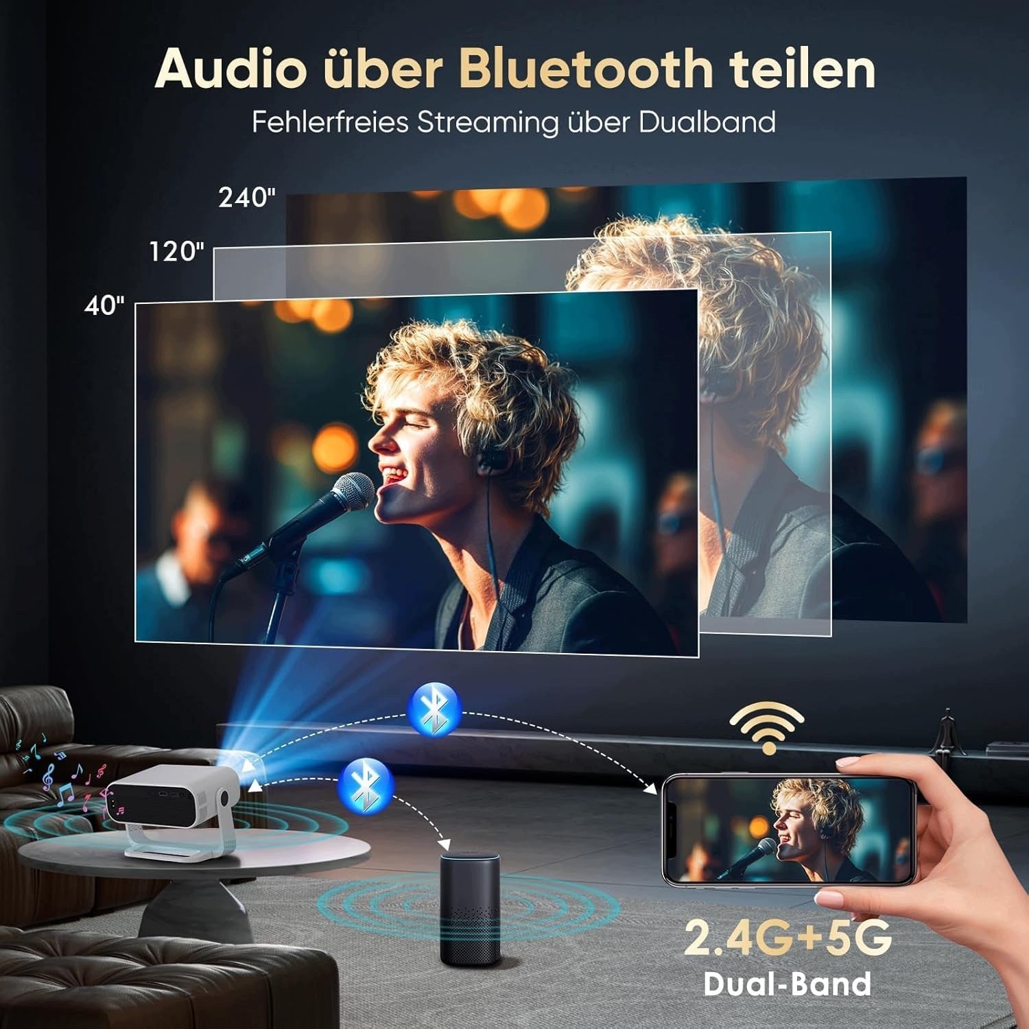 Smart Projector Full HD 1080P 2500 Lumens Android 11 Wifi 6 BT 5.2 Manufacturer code AE211B