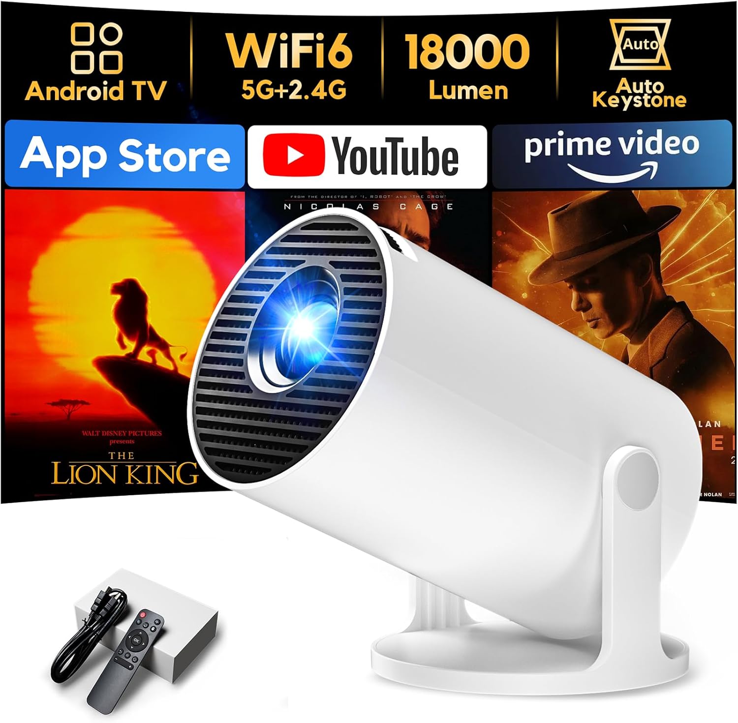 Smart Projektor AKIYO O2 Android TV WiFi6 FHD